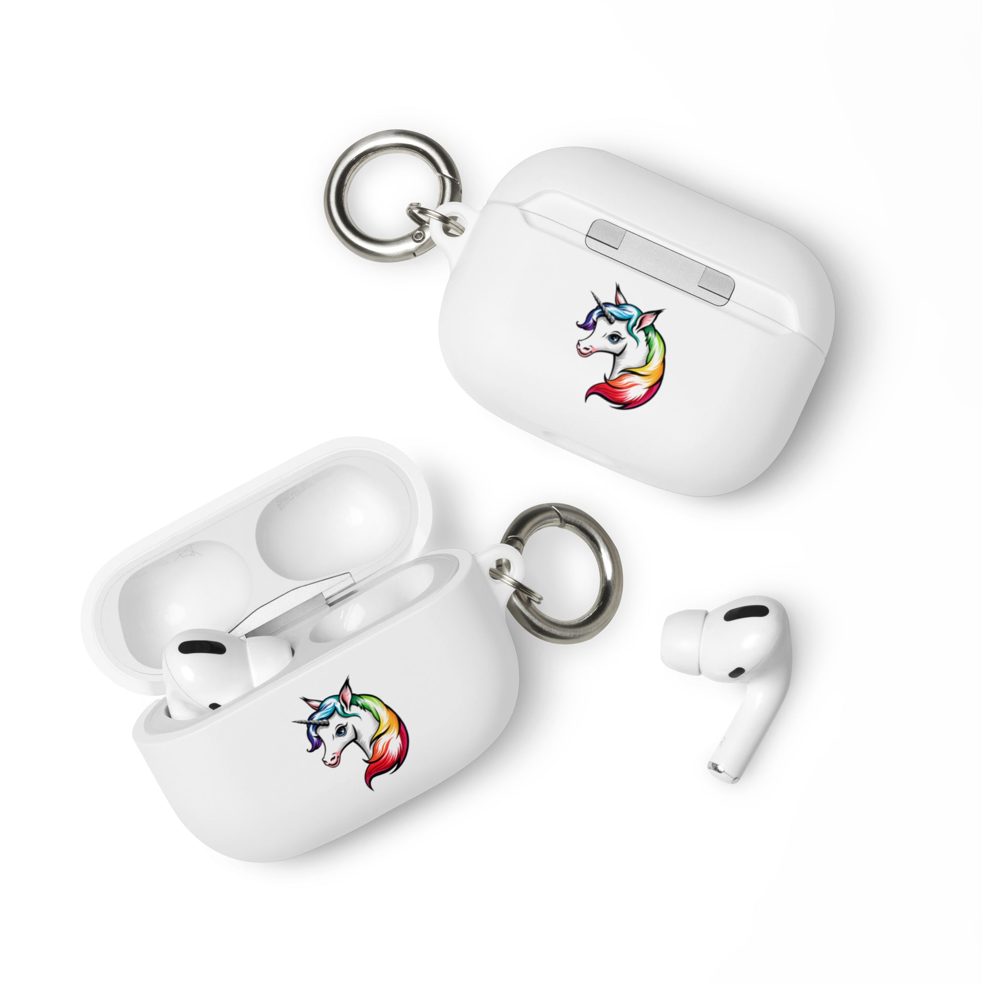 LGBTQ Pride Rubber Case for Apple AirPods - Rainbow Unicorn White AirPods Pro Pride rubber-case-for-airpods-white-airpods-pro-front-64adcf443afe7