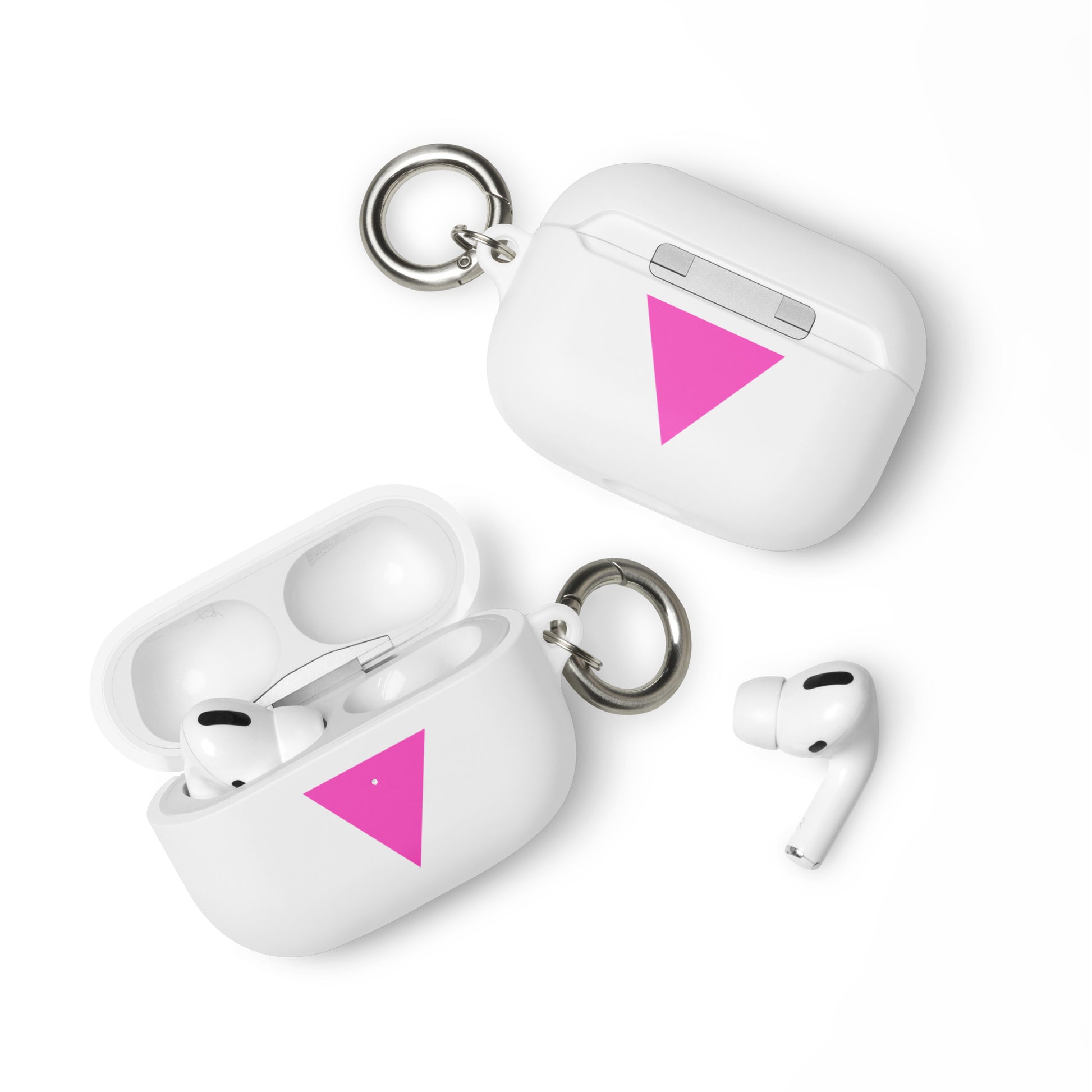 LGBTQ Pride Rubber Case for Apple AirPods - Pink Triangle White AirPods Pro Pride rubber-case-for-airpods-white-airpods-pro-front-64adcf7471b40