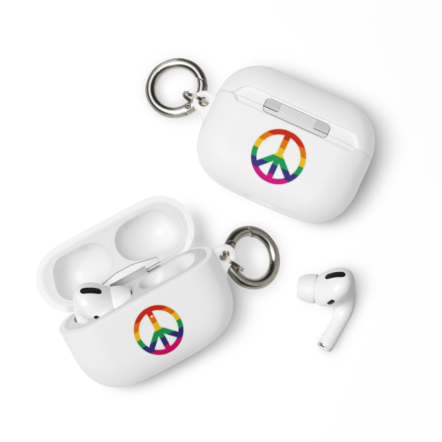 LGBTQ Pride Rubber Case for Apple AirPods - Peace Sign Symbol White AirPods Pro Pride rubber-case-for-airpods-white-airpods-pro-front-64adcfd09903b