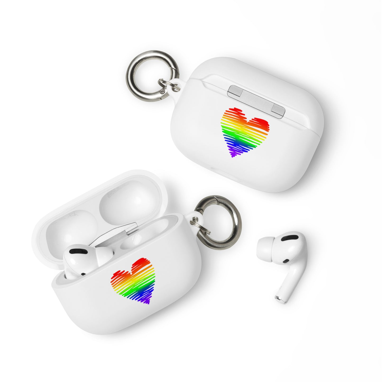 LGBTQ Pride Rubber Case for Apple AirPods - Heart Scribble White AirPods Pro Pride rubber-case-for-airpods-white-airpods-pro-front-64add0897837a