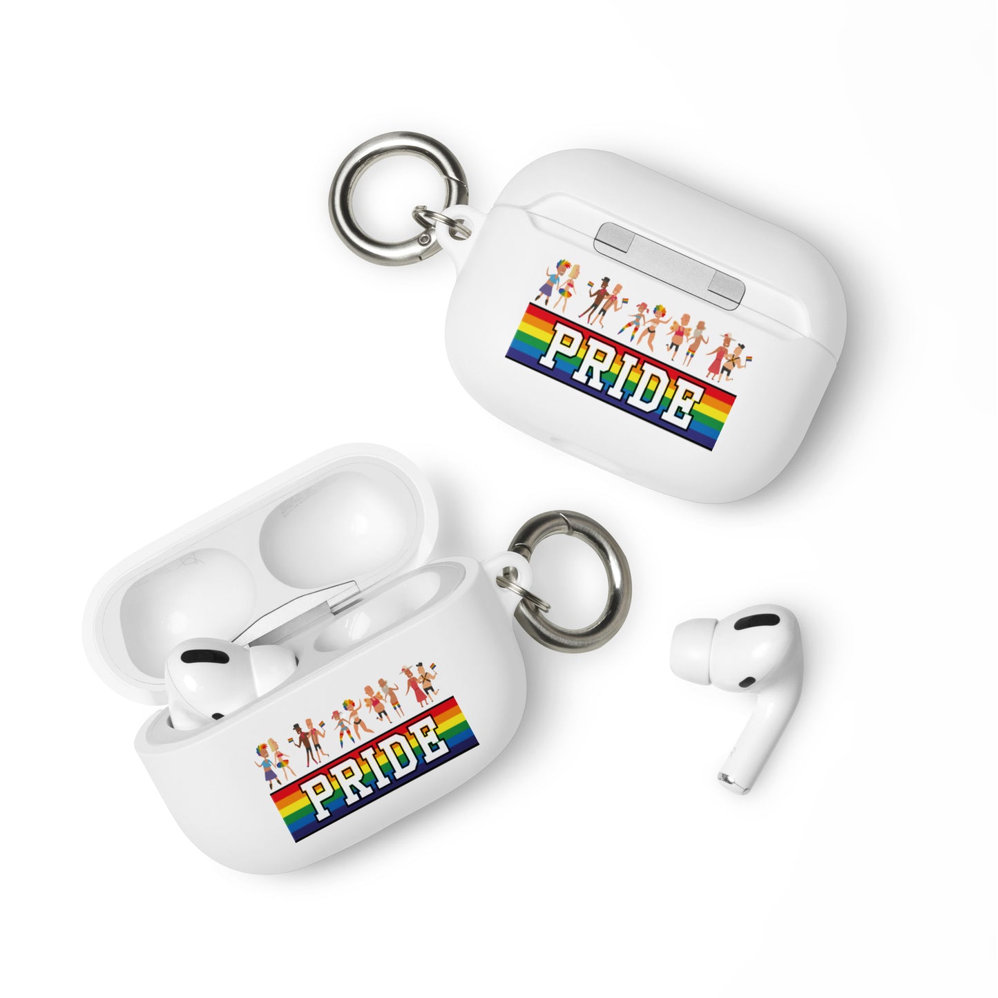 LGBTQ Pride Rubber Case for Apple AirPods - Pride Parade White AirPods Pro Pride rubber-case-for-airpods-white-airpods-pro-front-64add0b8a270b