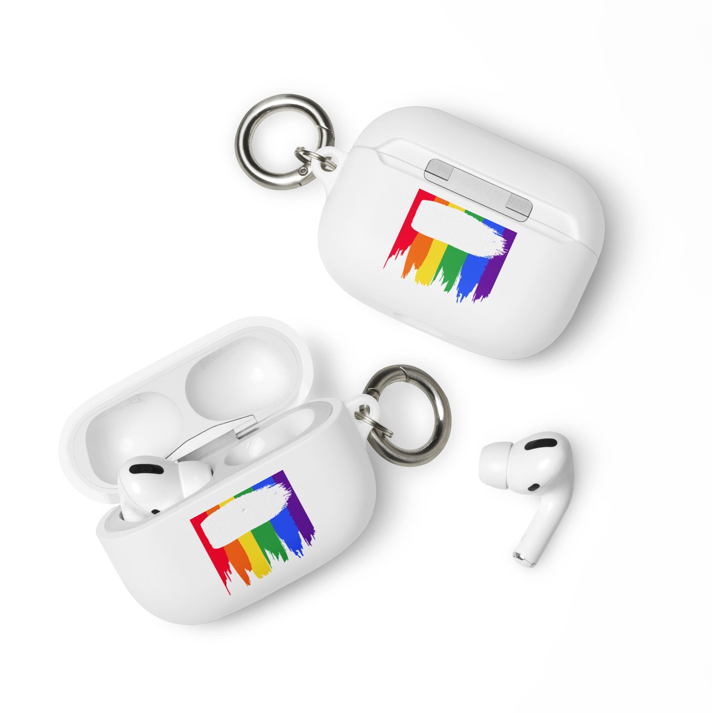 LGBTQ Pride Rubber Case for Apple AirPods - Pride Paint White AirPods Pro Pride rubber-case-for-airpods-white-airpods-pro-front-64add0e4736e6