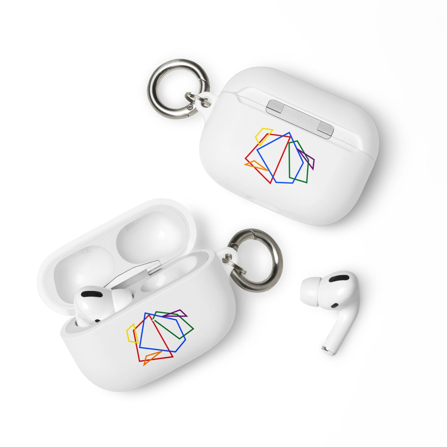 LGBTQ Pride Rubber Case for Apple AirPods - Geometric Lines White AirPods Pro Pride rubber-case-for-airpods-white-airpods-pro-front-64add11c817bf