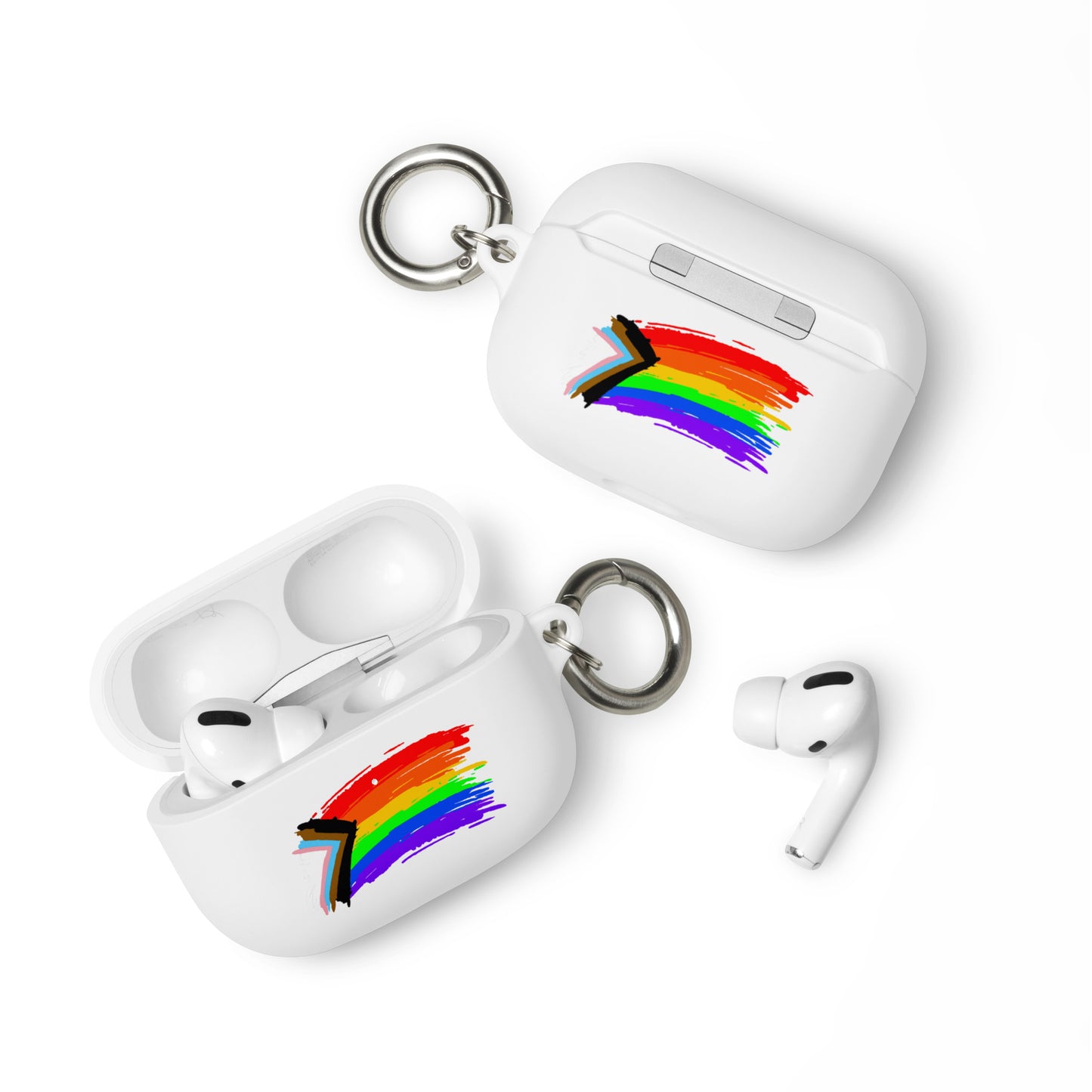 LGBTQ Pride Rubber Case for Apple AirPods - Progress Paint White AirPods Pro Pride rubber-case-for-airpods-white-airpods-pro-front-64add1c49000e