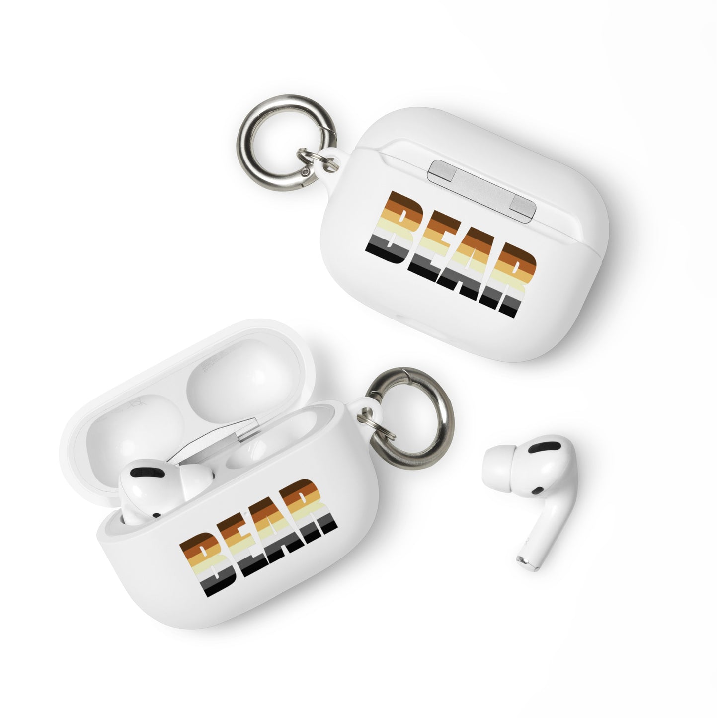 Gay Bear Pride Rubber Case for Apple AirPods White AirPods Pro Gay rubber-case-for-airpods-white-airpods-pro-front-64add1f540c56