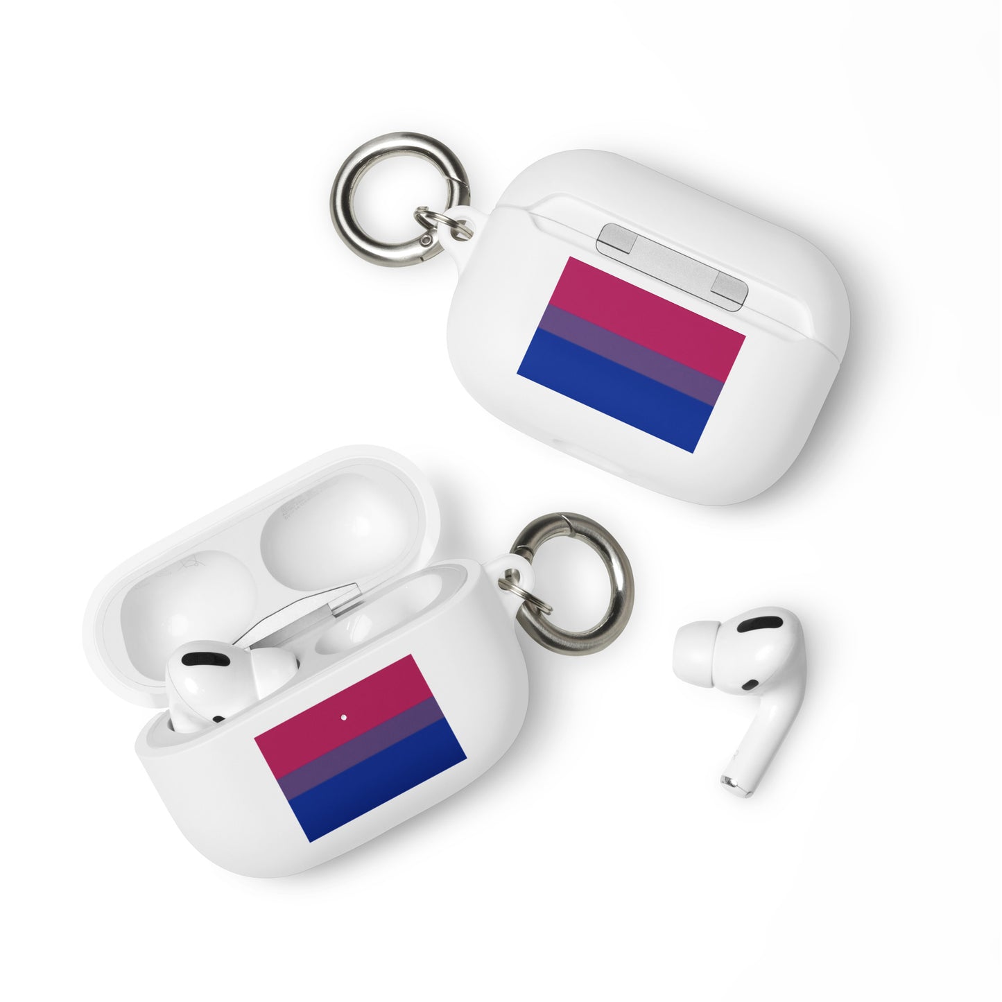 Bisexual Bi Pride Rubber Case for Apple AirPods White AirPods Pro Bisexual rubber-case-for-airpods-white-airpods-pro-front-64add6dad231b