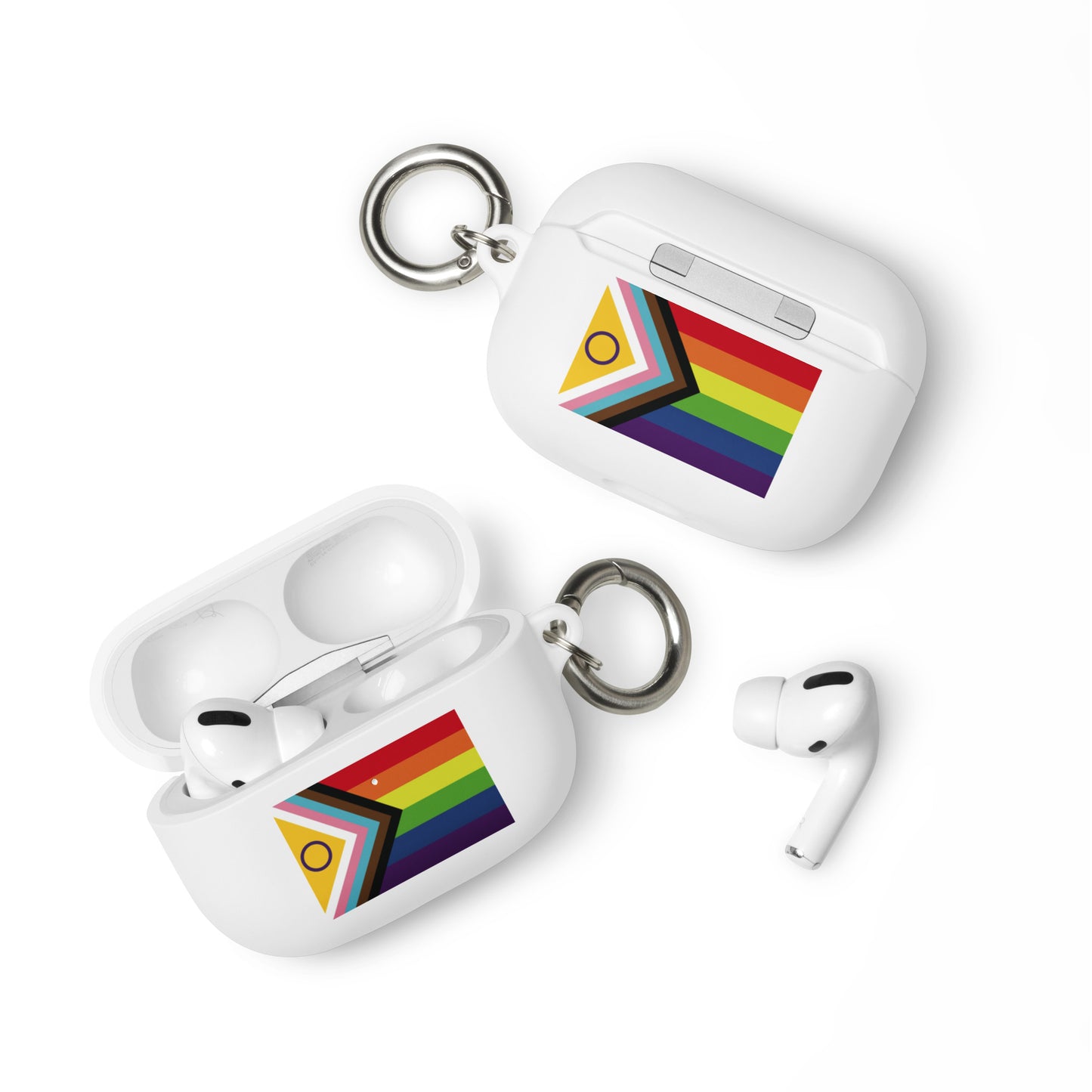 LGBTQ Pride Rubber Case for Apple AirPods® - Intersex Progress Flag White AirPods Pro Pride rubber-case-for-airpods-white-airpods-pro-front-64ade96313bd3