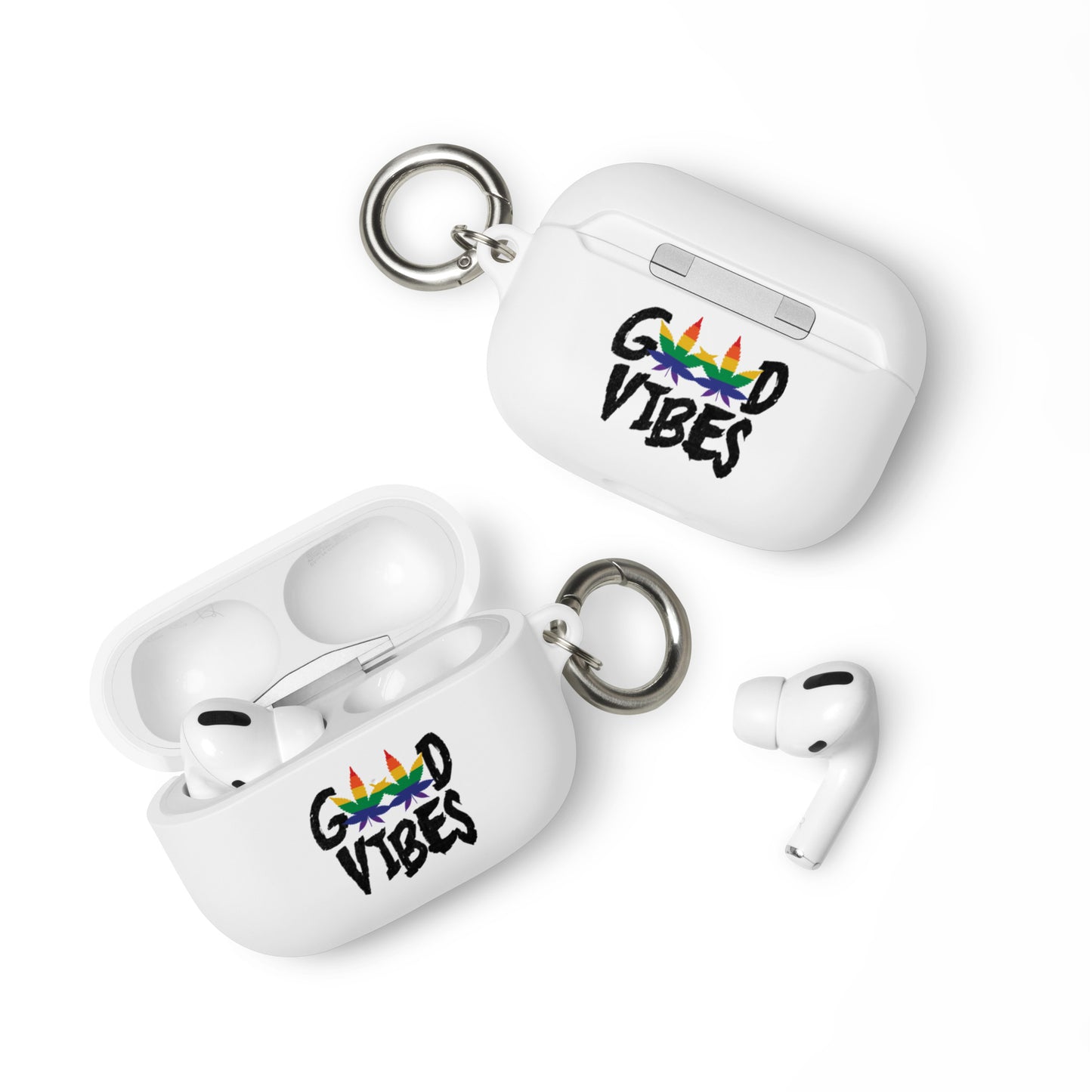 LGBTQ Pride Rubber Case for Apple AirPods - Good Vibes White AirPods Pro rubber-case-for-airpods-white-airpods-pro-front-64adec9dcb2c4