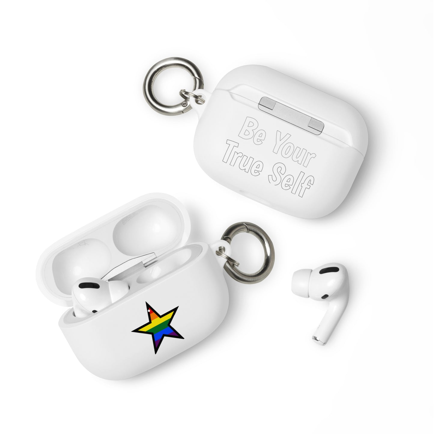 LGBTQ Pride Rubber Case for Apple AirPods - Star White AirPods Pro Pride rubber-case-for-airpods-white-airpods-pro-front-64ae050c55bba