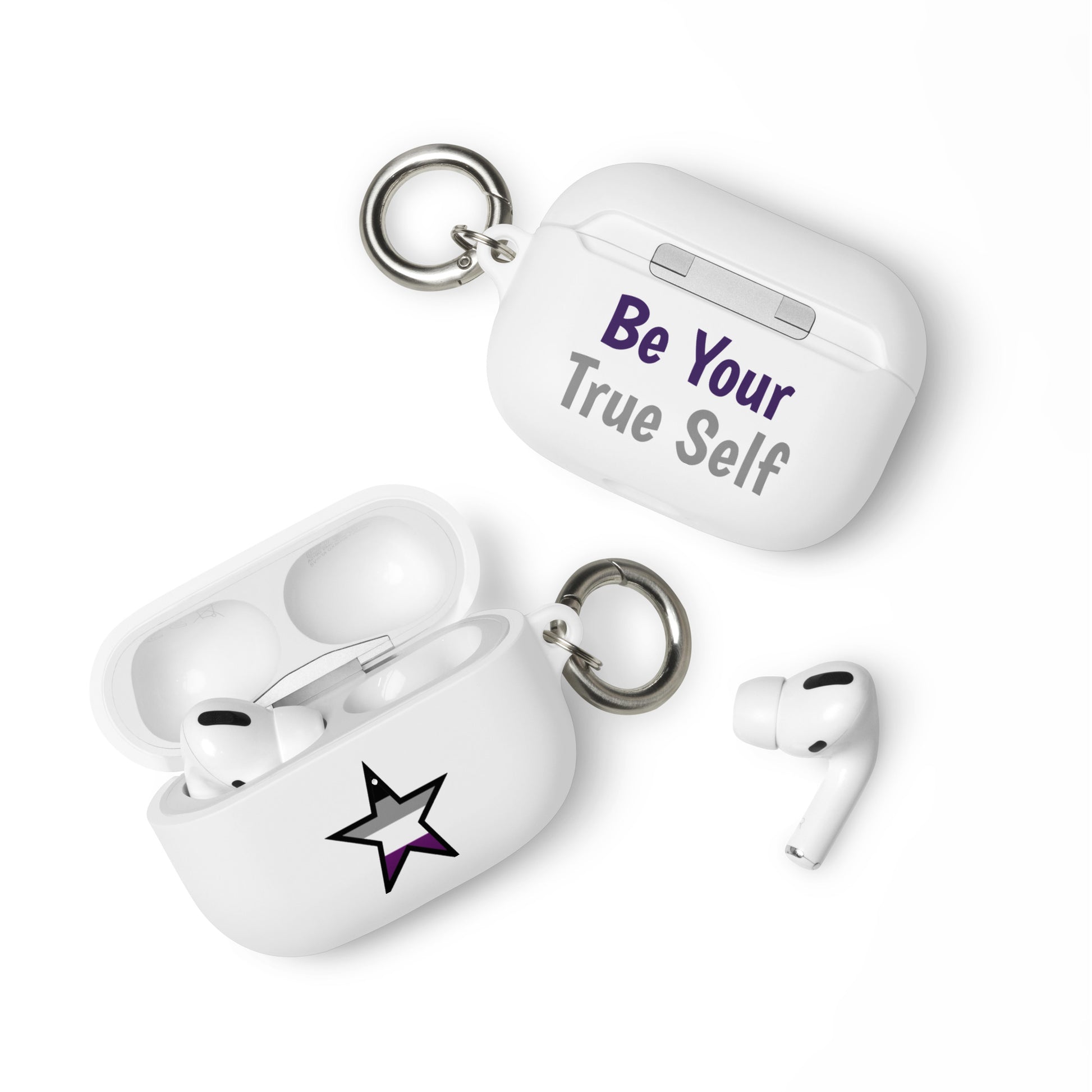 Asexual Ace Pride Rubber Case for Apple AirPods Star White AirPods Pro Asexual rubber-case-for-airpods-white-airpods-pro-front-64ae0583ae4cd