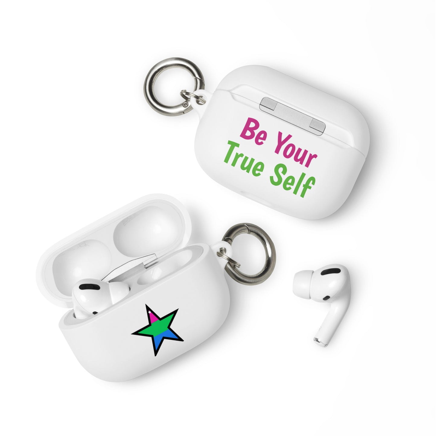 Polysexual Poly Pride Rubber Case for Apple AirPods - Star White AirPods Pro Polysexual rubber-case-for-airpods-white-airpods-pro-front-64ae06f6f0a6b