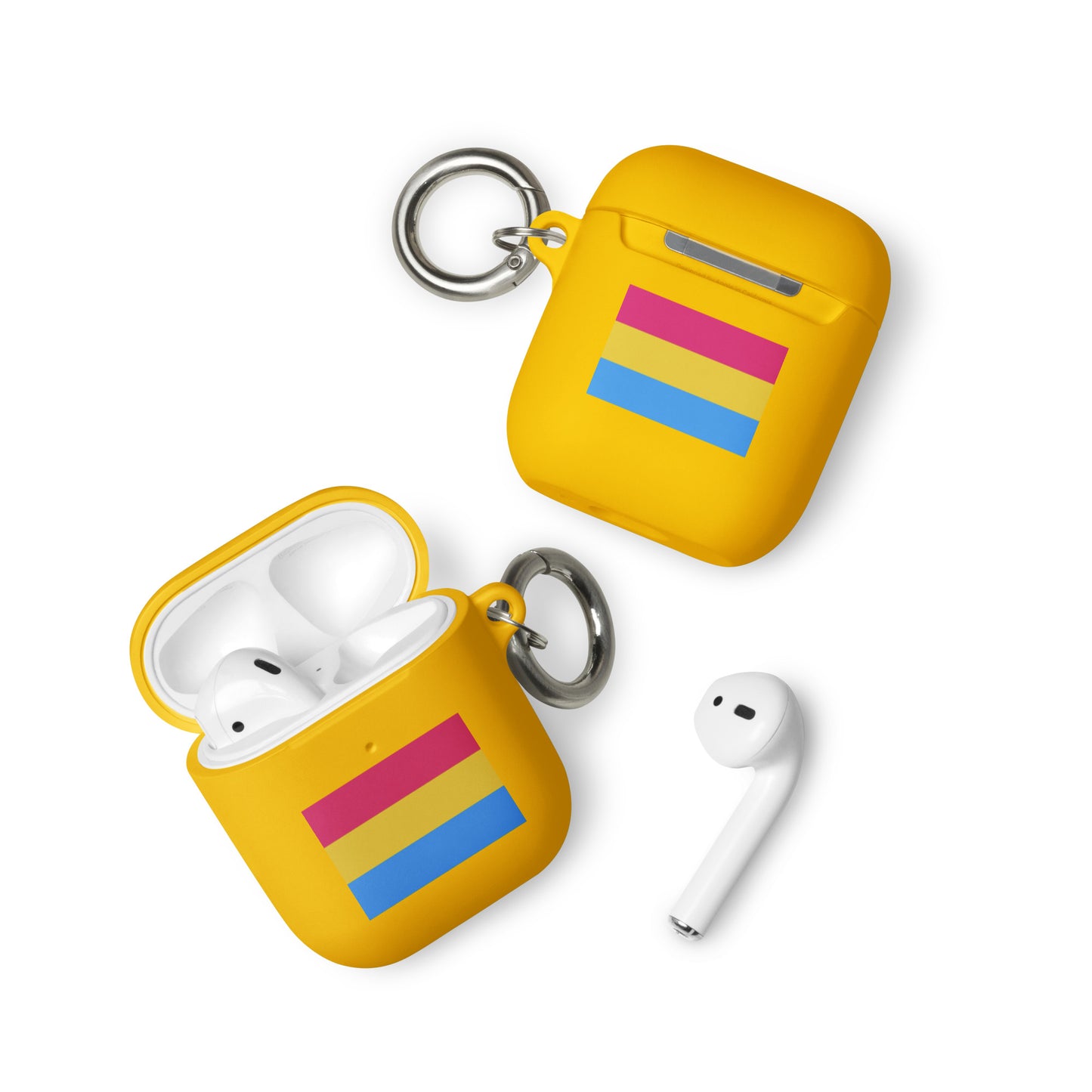 Pansexual Pan Pride Flag Rubber Case for Apple AirPods Yellow AirPods Pansexual rubber-case-for-airpods-yellow-airpods-front-64adcd2b8ab39