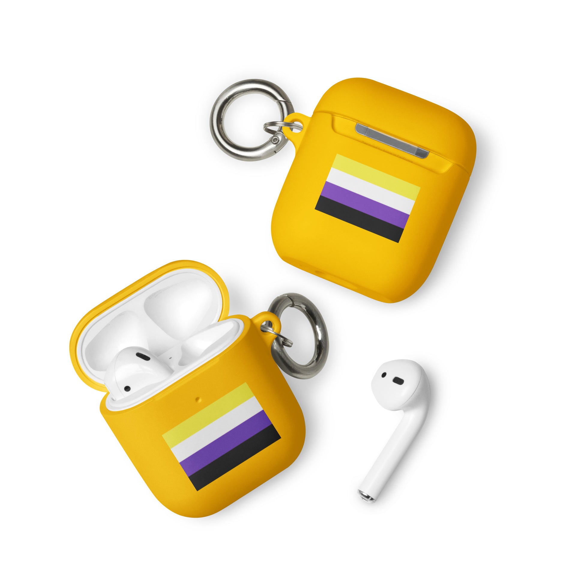 Nonbinary Enby Pride Flag Rubber Case for Apple AirPods Yellow AirPods Nonbinary rubber-case-for-airpods-yellow-airpods-front-64adcd5970eb8