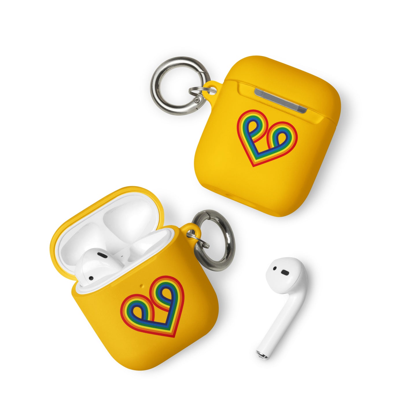 LGBTQ Pride Rubber Case for Apple AirPods - Pride Heart Yellow AirPods Pride rubber-case-for-airpods-yellow-airpods-front-64adcf1562205