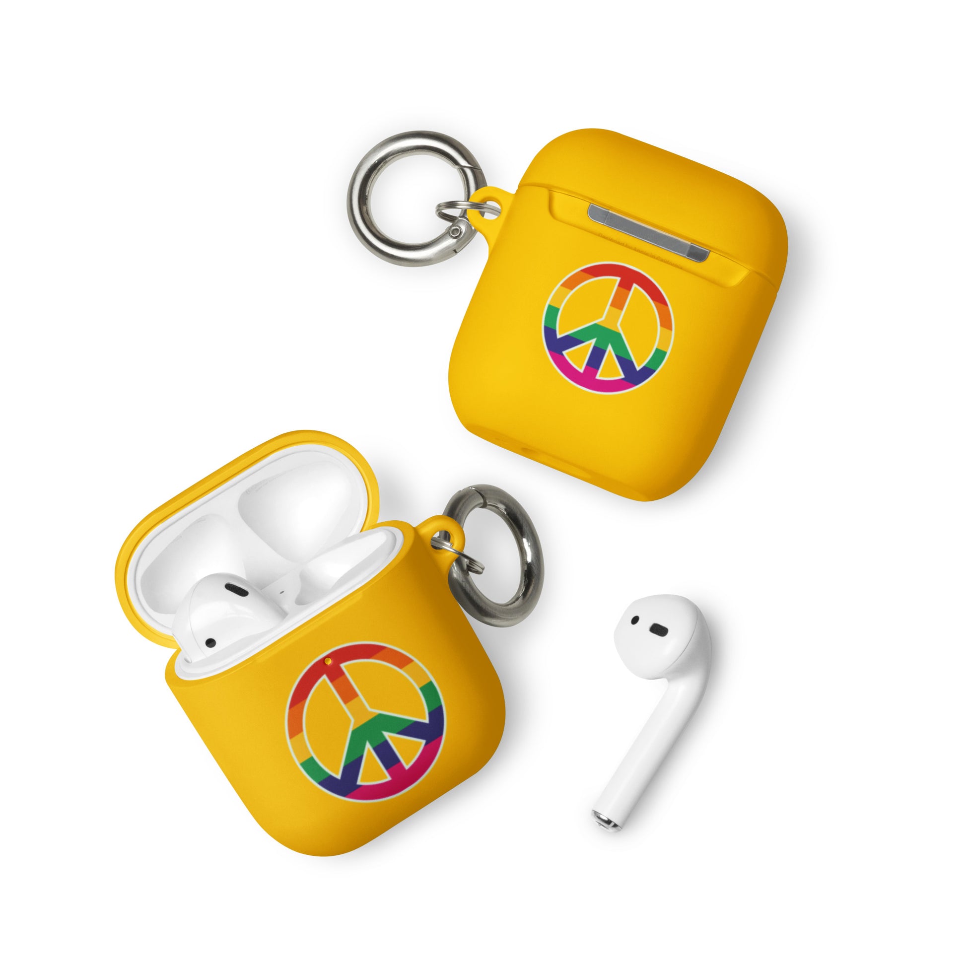 LGBTQ Pride Rubber Case for Apple AirPods - Peace Sign Symbol Yellow AirPods Pride rubber-case-for-airpods-yellow-airpods-front-64adcfd0987ae