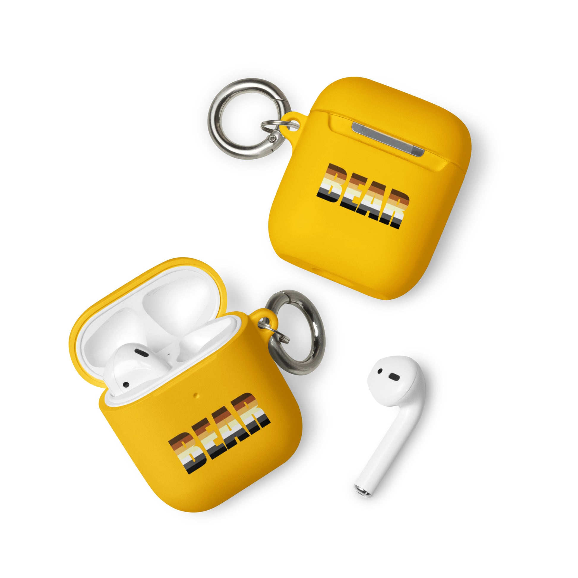 Gay Bear Pride Rubber Case for Apple AirPods Yellow AirPods Gay rubber-case-for-airpods-yellow-airpods-front-64add1f5409c6