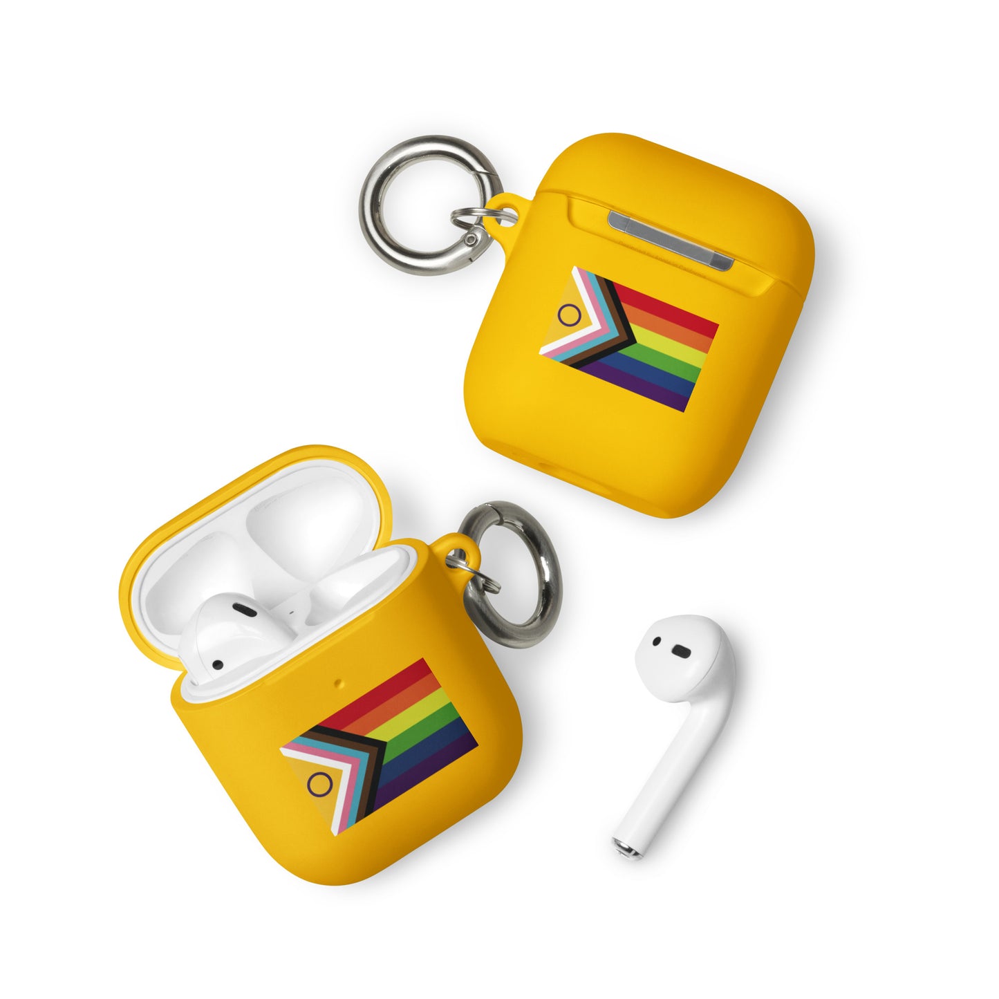 LGBTQ Pride Rubber Case for Apple AirPods® - Intersex Progress Flag Yellow AirPods Pride rubber-case-for-airpods-yellow-airpods-front-64ade96313426