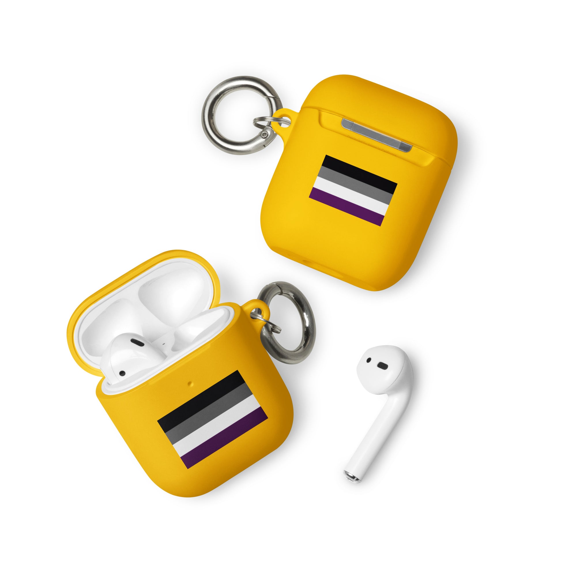 Asexual Ace Pride Flag Rubber Case for Apple AirPods Yellow AirPods Asexual rubber-case-for-airpods-yellow-airpods-front-64adebda3ff57