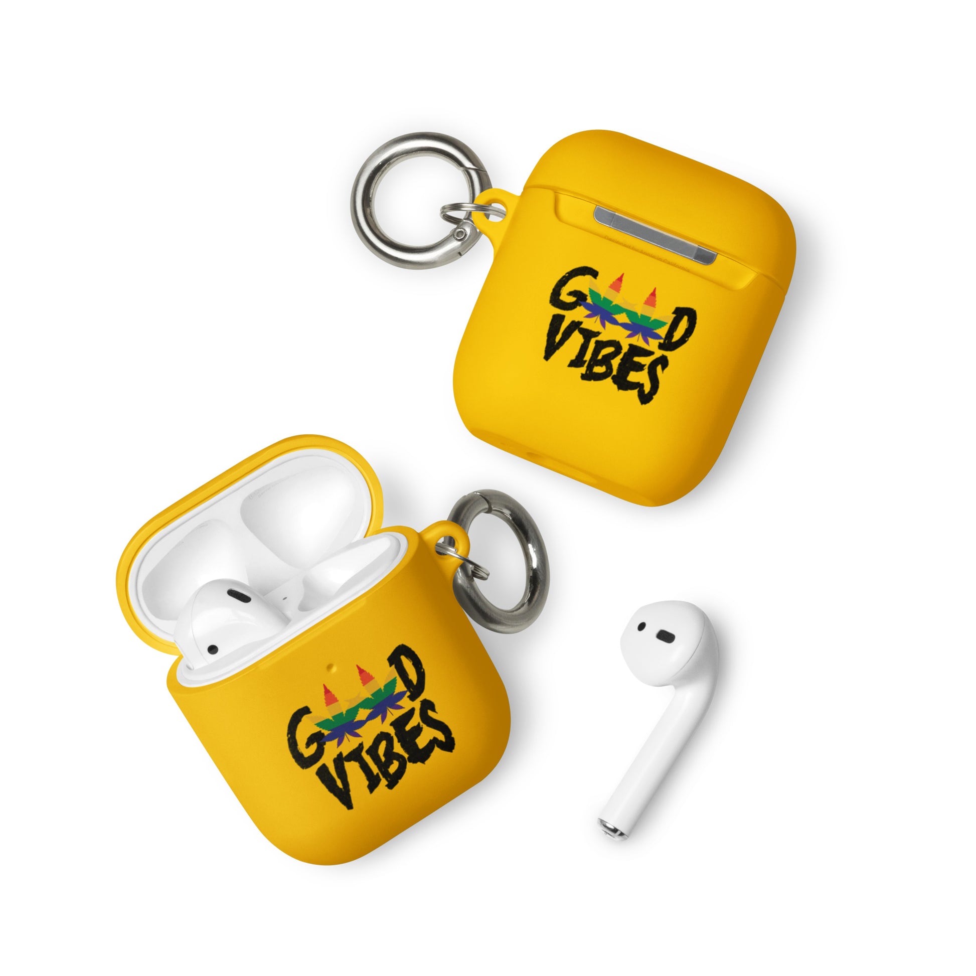 LGBTQ Pride Rubber Case for Apple AirPods - Good Vibes Yellow AirPods rubber-case-for-airpods-yellow-airpods-front-64adec9dcaead