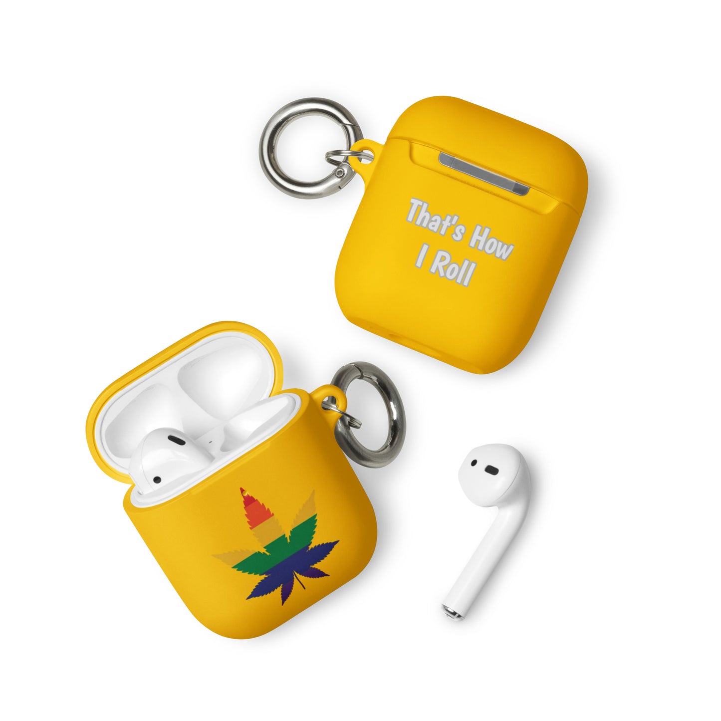 LGBTQ Pride Case for Apple AirPods - Weed Yellow AirPods Pride rubber-case-for-airpods-yellow-airpods-front-64ae04a057668