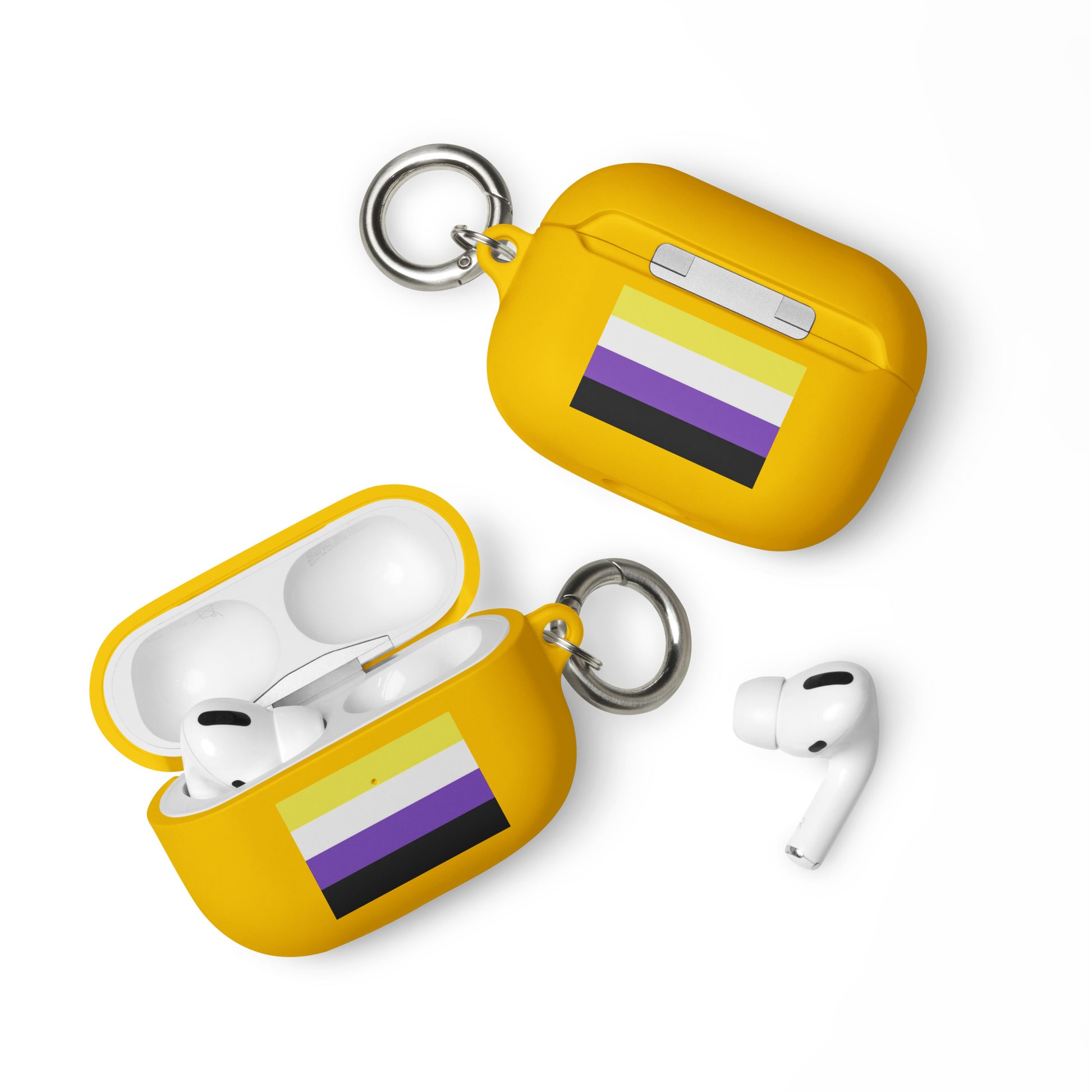 Nonbinary Enby Pride Flag Rubber Case for Apple AirPods Yellow AirPods Pro Nonbinary rubber-case-for-airpods-yellow-airpods-pro-front-64adcd5970f8d