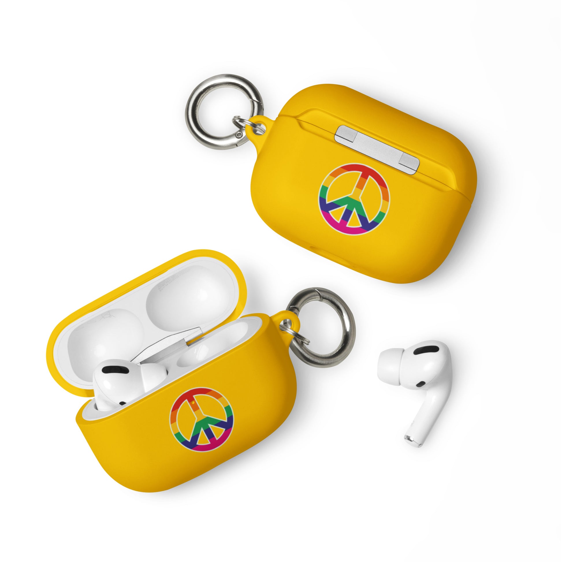 LGBTQ Pride Rubber Case for Apple AirPods - Peace Sign Symbol Yellow AirPods Pro Pride rubber-case-for-airpods-yellow-airpods-pro-front-64adcfd0988c4