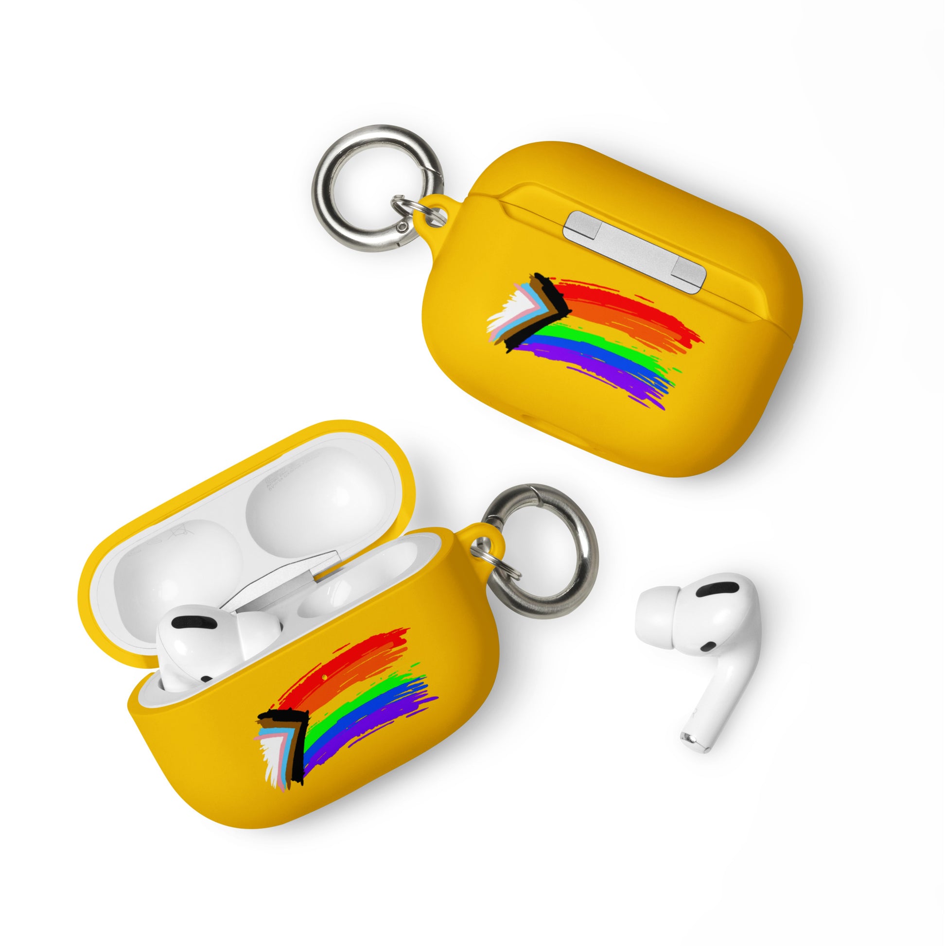 LGBTQ Pride Rubber Case for Apple AirPods - Progress Paint Yellow AirPods Pro Pride rubber-case-for-airpods-yellow-airpods-pro-front-64add1c48f8fb