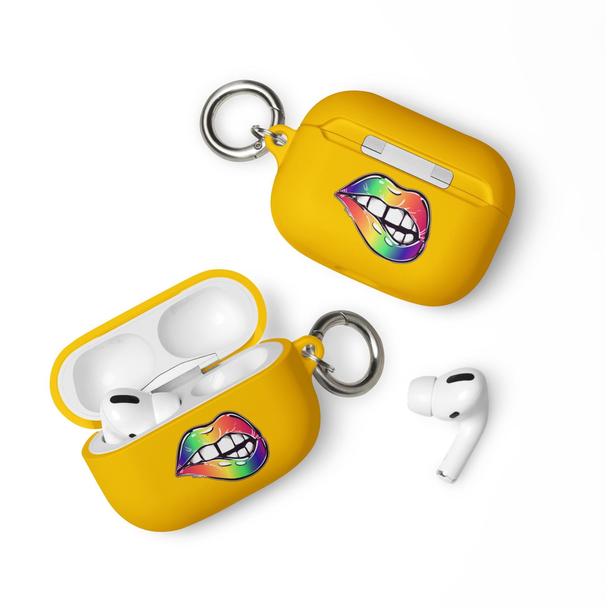 LGBTQ Pride Rubber Case for Apple AirPods - Rainbow Lips Yellow AirPods Pro Pride rubber-case-for-airpods-yellow-airpods-pro-front-64add2769b3e0