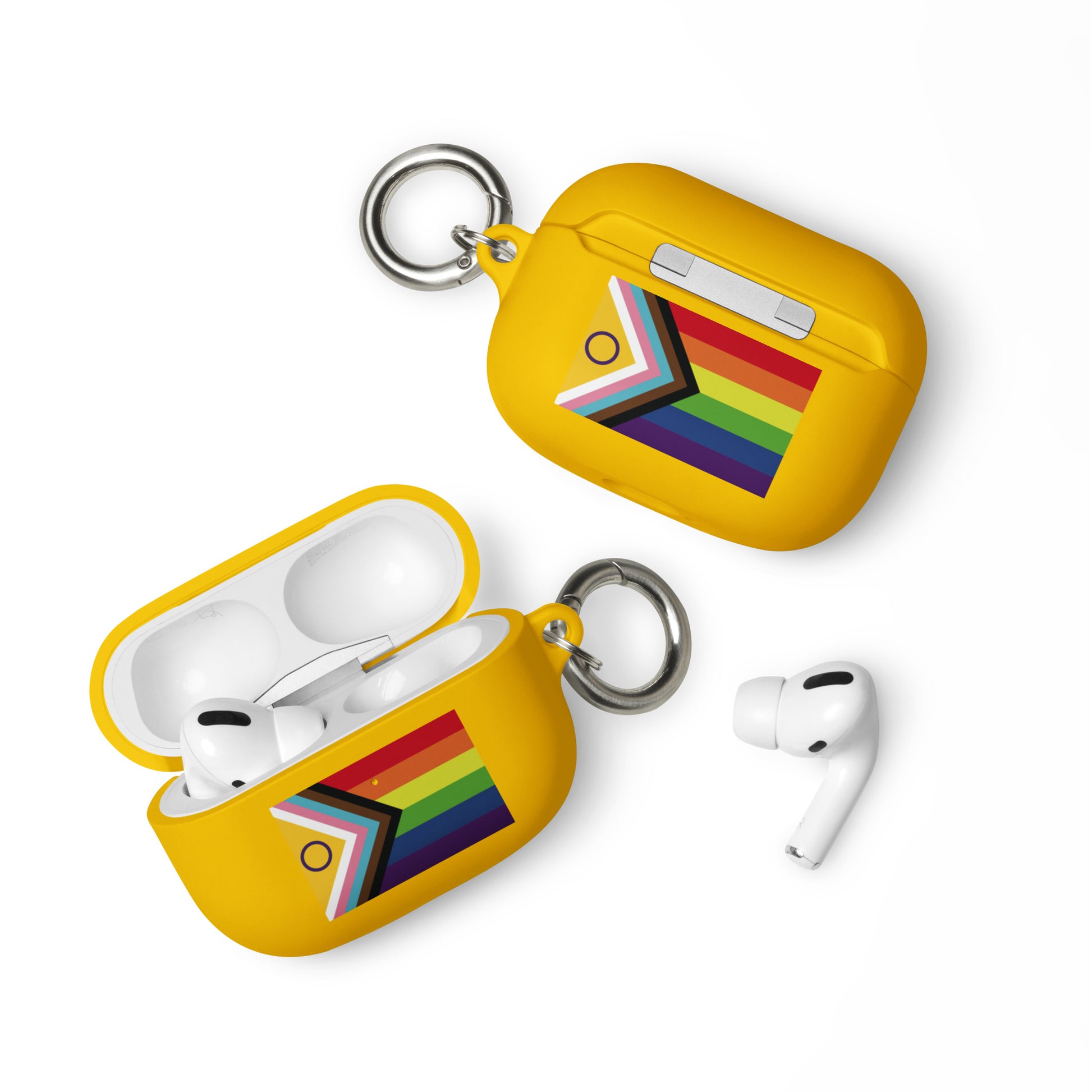 LGBTQ Pride Rubber Case for Apple AirPods® - Intersex Progress Flag Yellow AirPods Pro Pride rubber-case-for-airpods-yellow-airpods-pro-front-64ade96313535