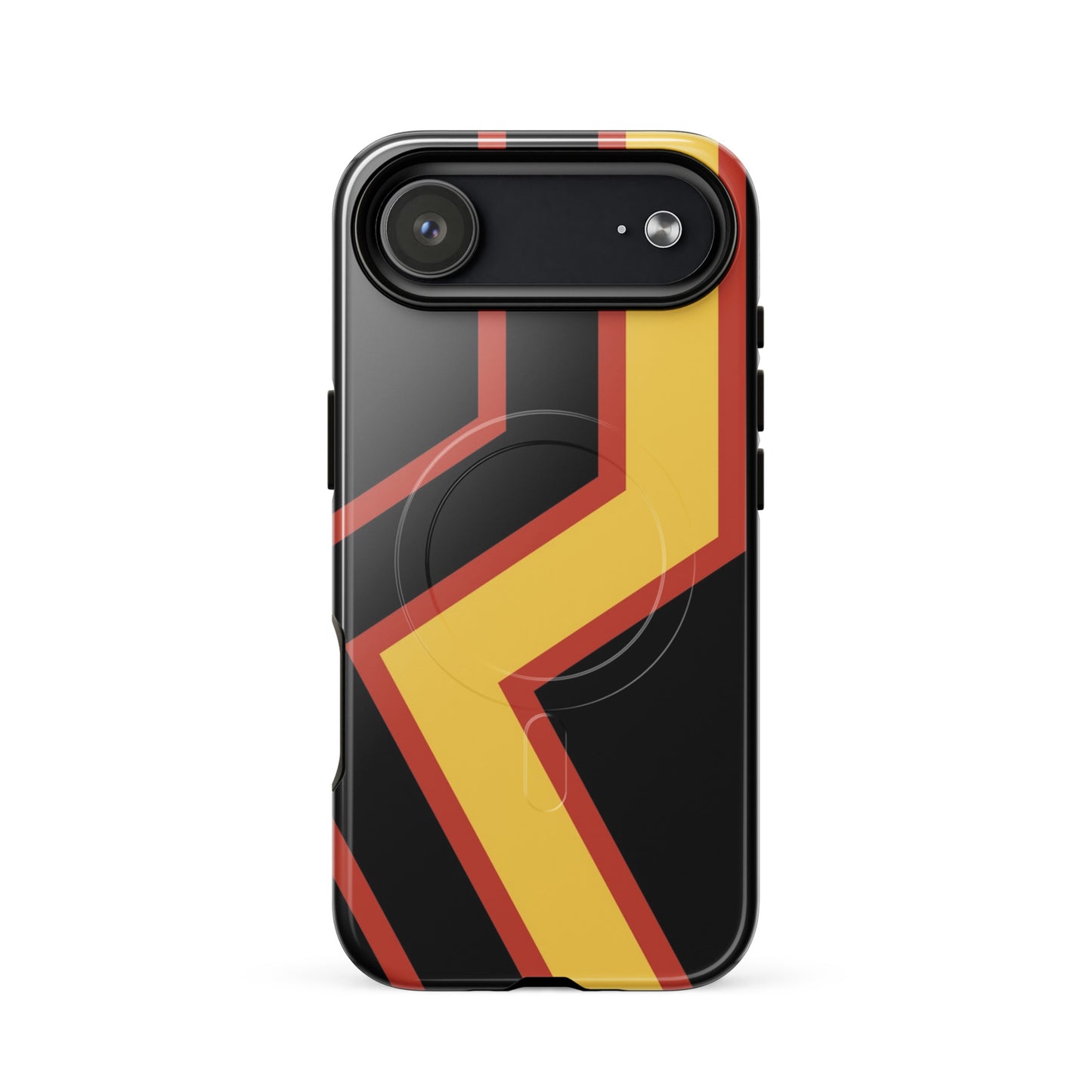 Apple iPhone 17 Air Magsafe cell phone case with Rubber Pride Flag design on white background
