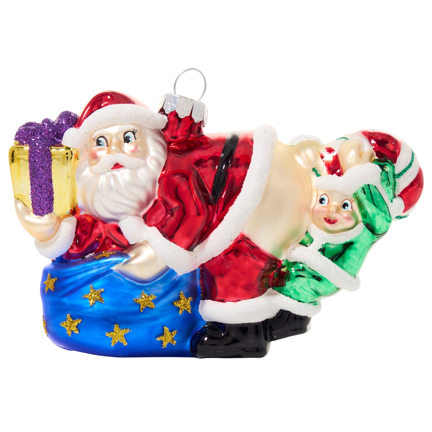 Santa's Little Helper - Hand Blown Glass Holiday Ornament santas-little-helper-hand-blown-glass-holiday-christmas-ornament-front