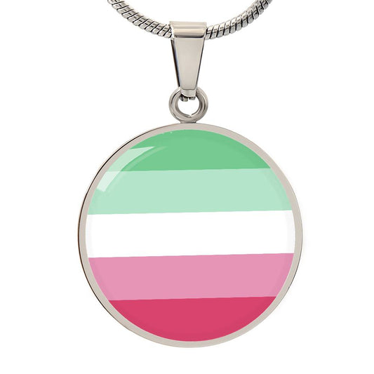 Abrosexual Pride Circle Pendant Necklace Silver Abrosexual silver-front