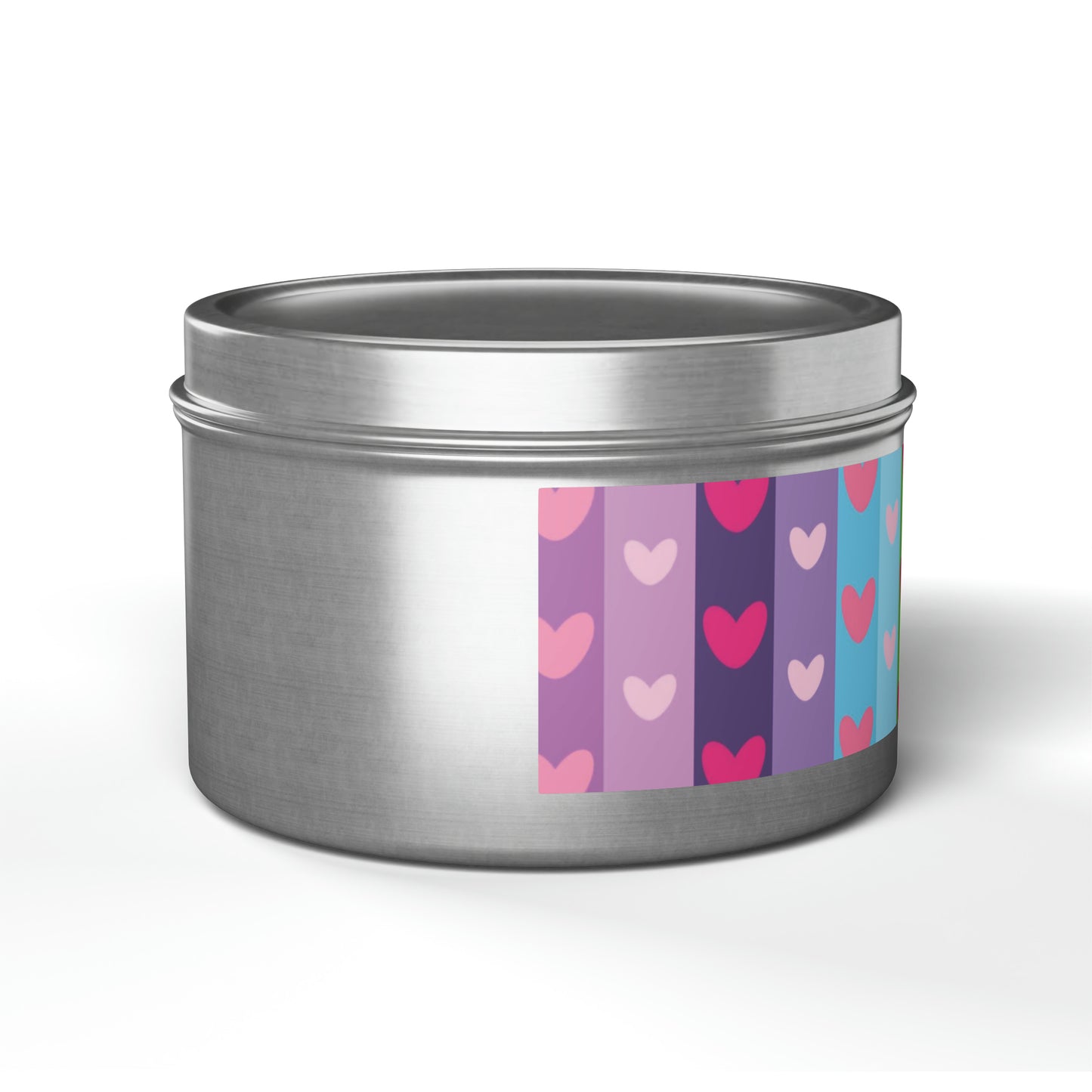 Gift Tin Scented Candles LGBTQ Rainbow Hearts silver-gift-tin-candles-lgbtq-rainbow-hearts-8oz-right