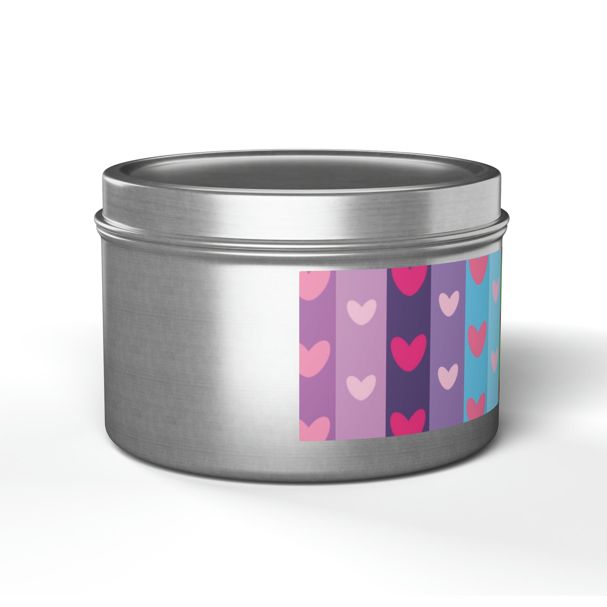 Gift Tin Scented Candles LGBTQ Rainbow Hearts silver-gift-tin-candles-lgbtq-rainbow-hearts-8oz-right