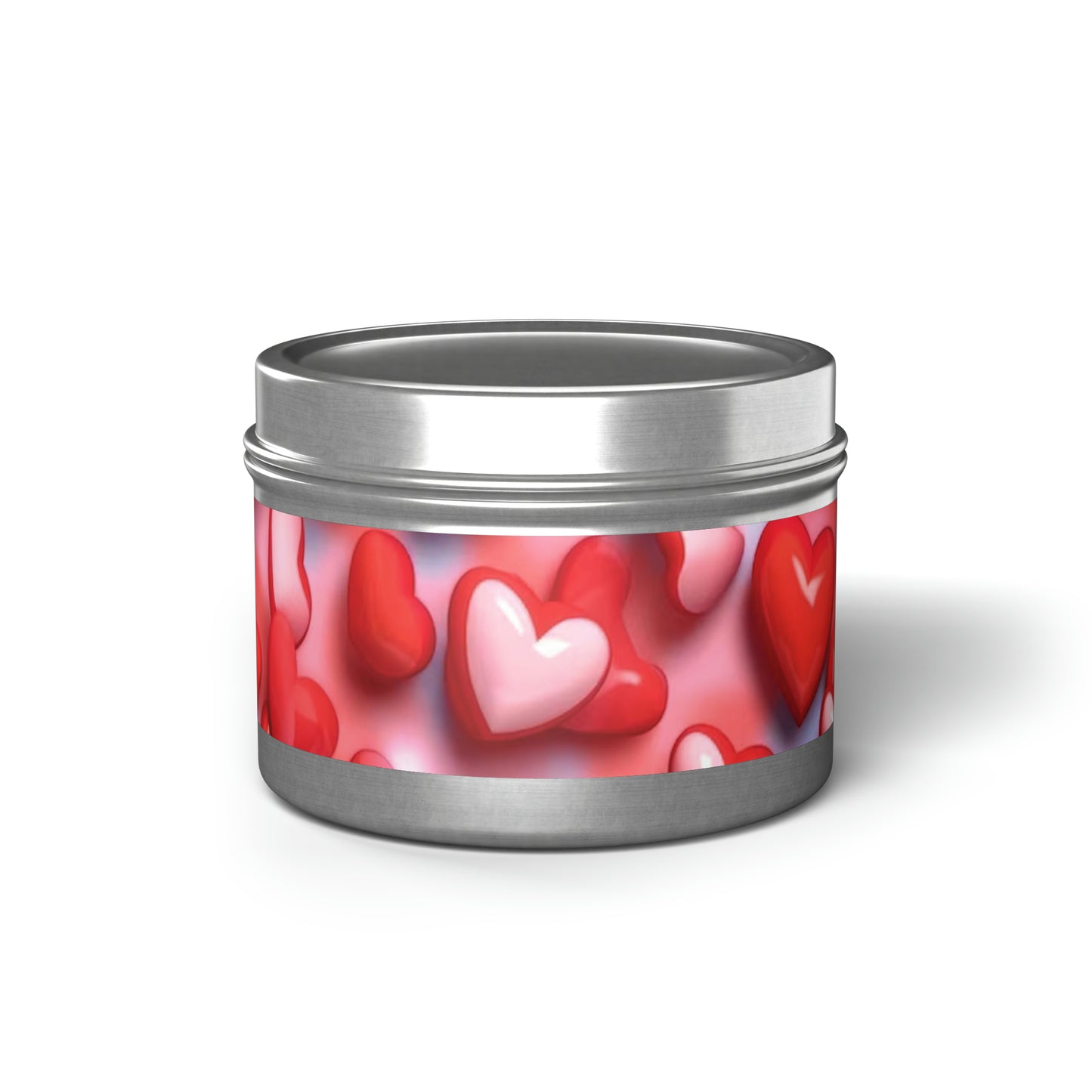 Gift Tin Scented Candles Pink Red Candy Hearts 4oz Silver silver-gift-tin-candles-pink-red-candy-hearts-4oz-front