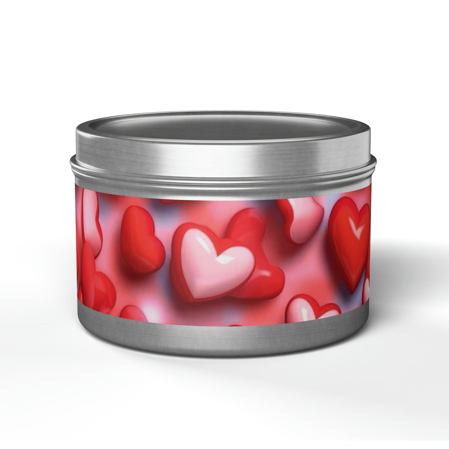 Gift Tin Scented Candles Pink Red Candy Hearts 8oz Silver silver-gift-tin-candles-pink-red-candy-hearts-8oz-front