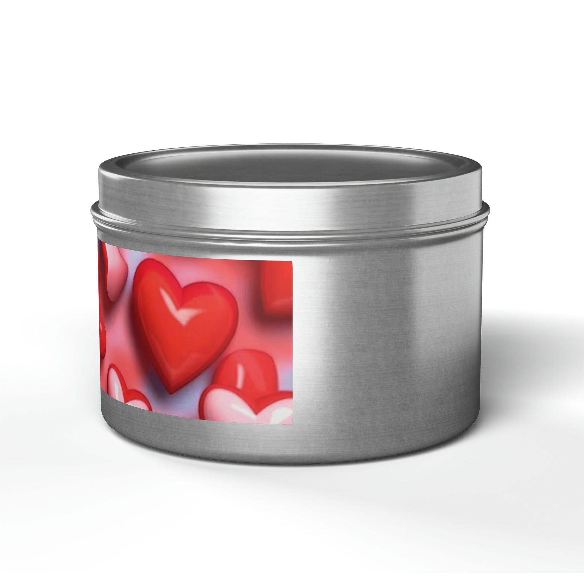 Gift Tin Scented Candles Pink Red Candy Hearts silver-gift-tin-candles-pink-red-candy-hearts-8oz-left