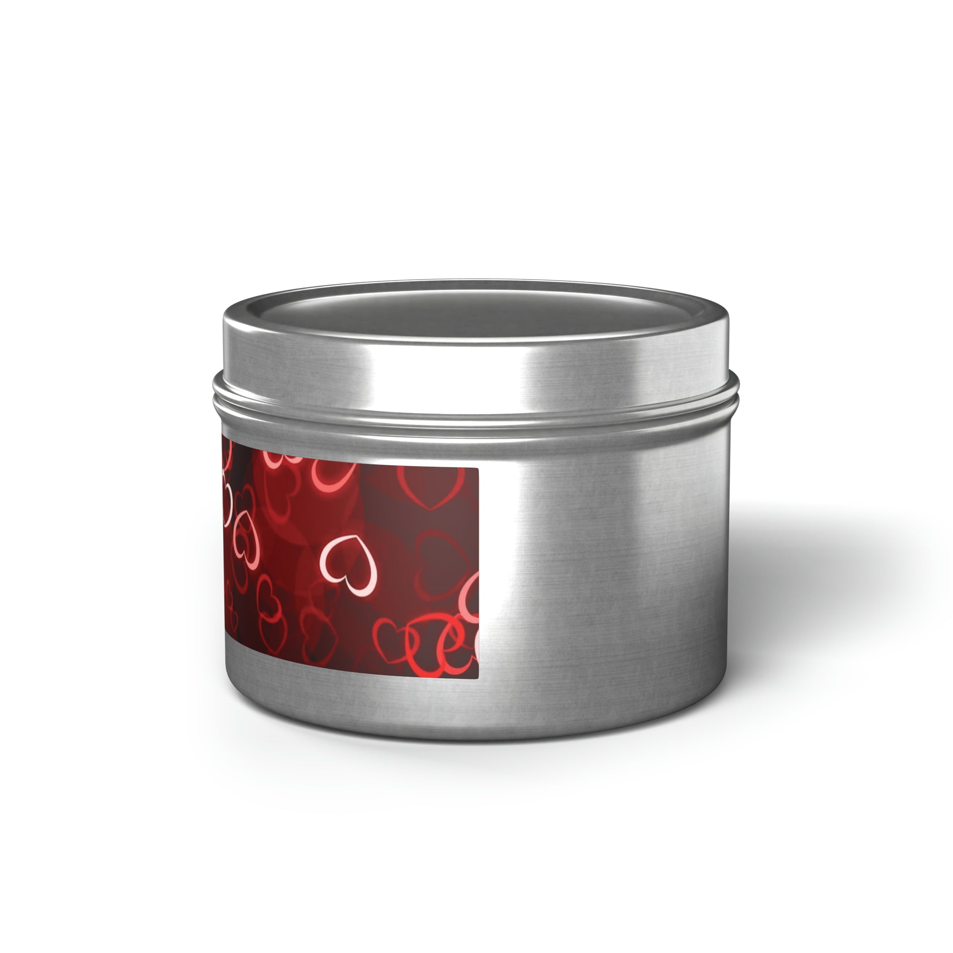 Gift Tin Scented Candle Dark Red Hearts silver-gift-tin-scented-candle-dark-red-hearts-4oz-left