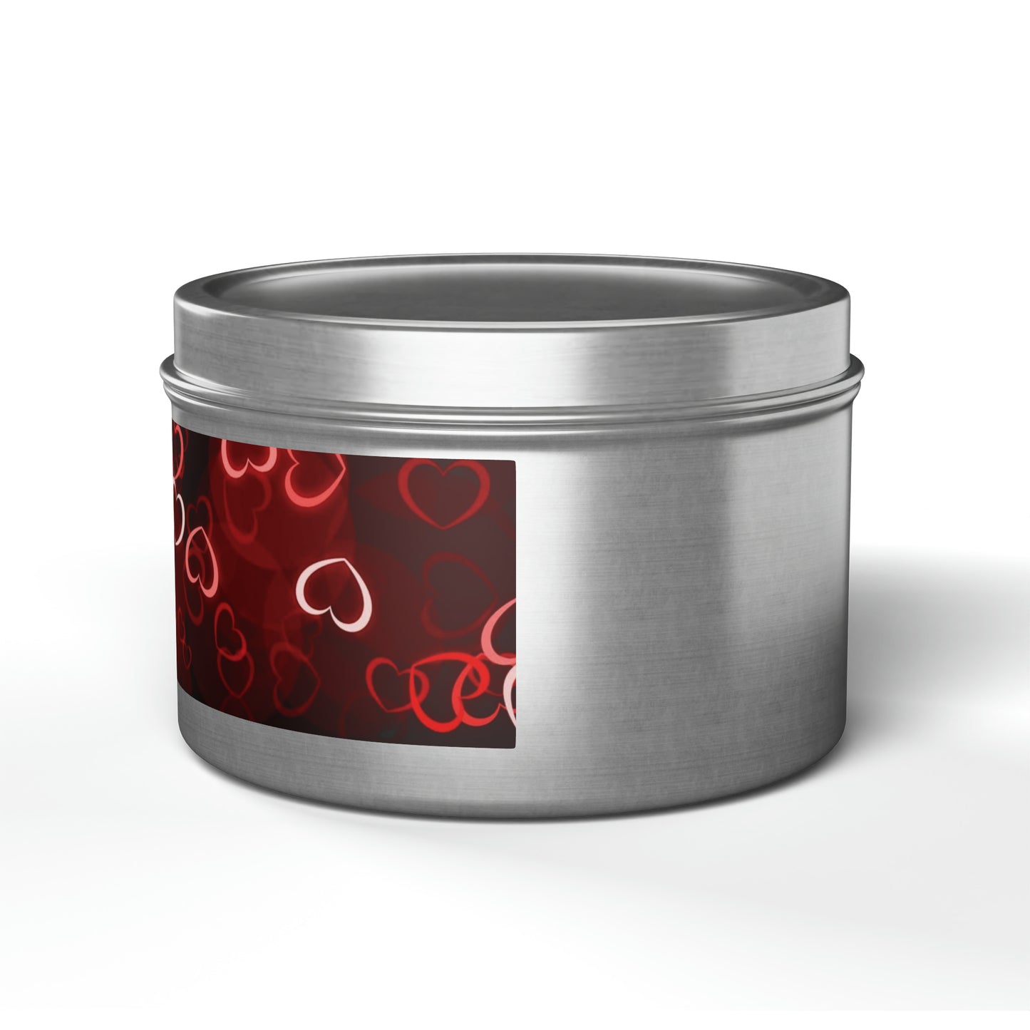 Gift Tin Scented Candle Dark Red Hearts silver-gift-tin-scented-candle-dark-red-hearts-8oz-left