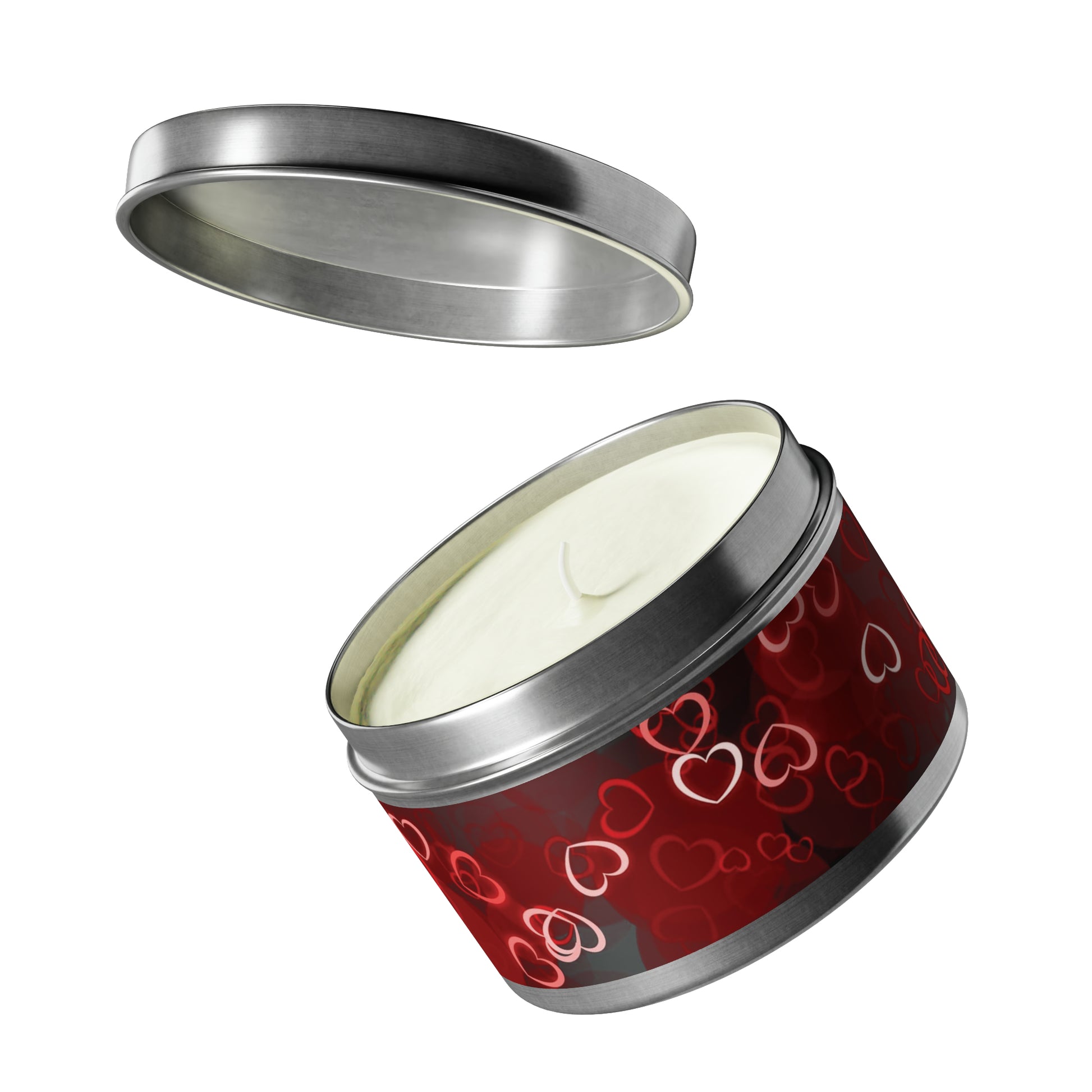 Gift Tin Scented Candle Dark Red Hearts silver-gift-tin-scented-candle-dark-red-hearts-8oz-lifestyle-2