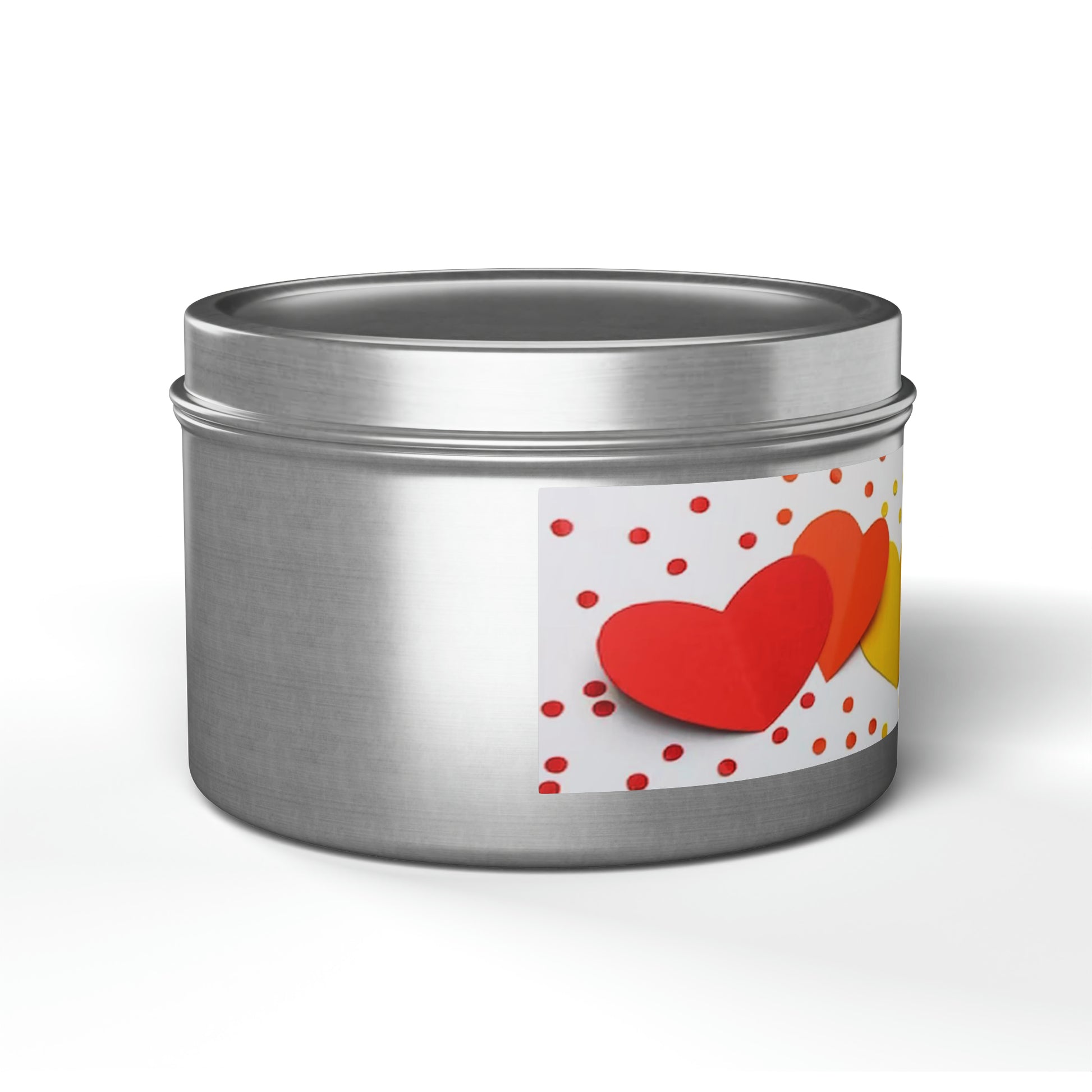 Gift Tin Scented Candle Rainbow Paper Hearts silver-gift-tin-scented-candle-rainbow-paper-hearts-8oz-right