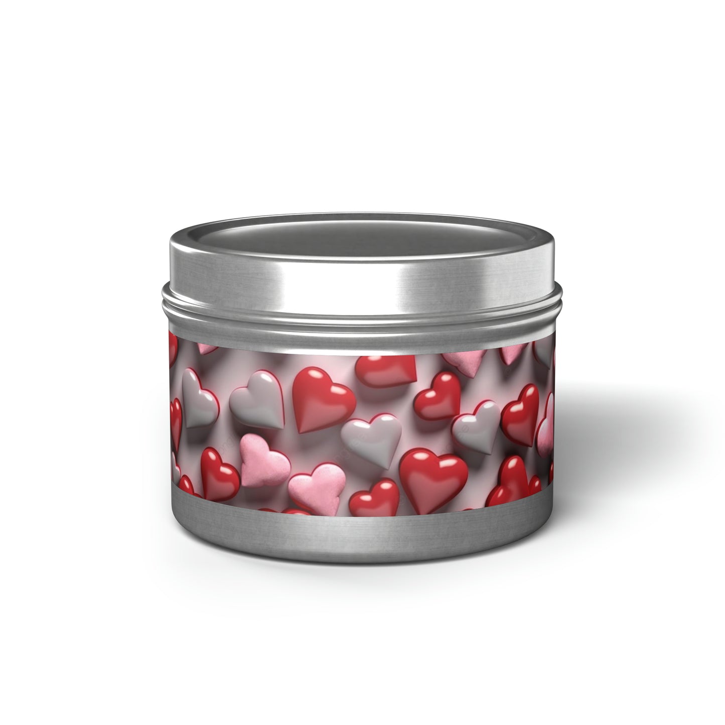 Gift Tin Scented Candle Red Gray Candy Hearts silver-gift-tin-scented-candle-red-gray-candy-hearts-4oz-front