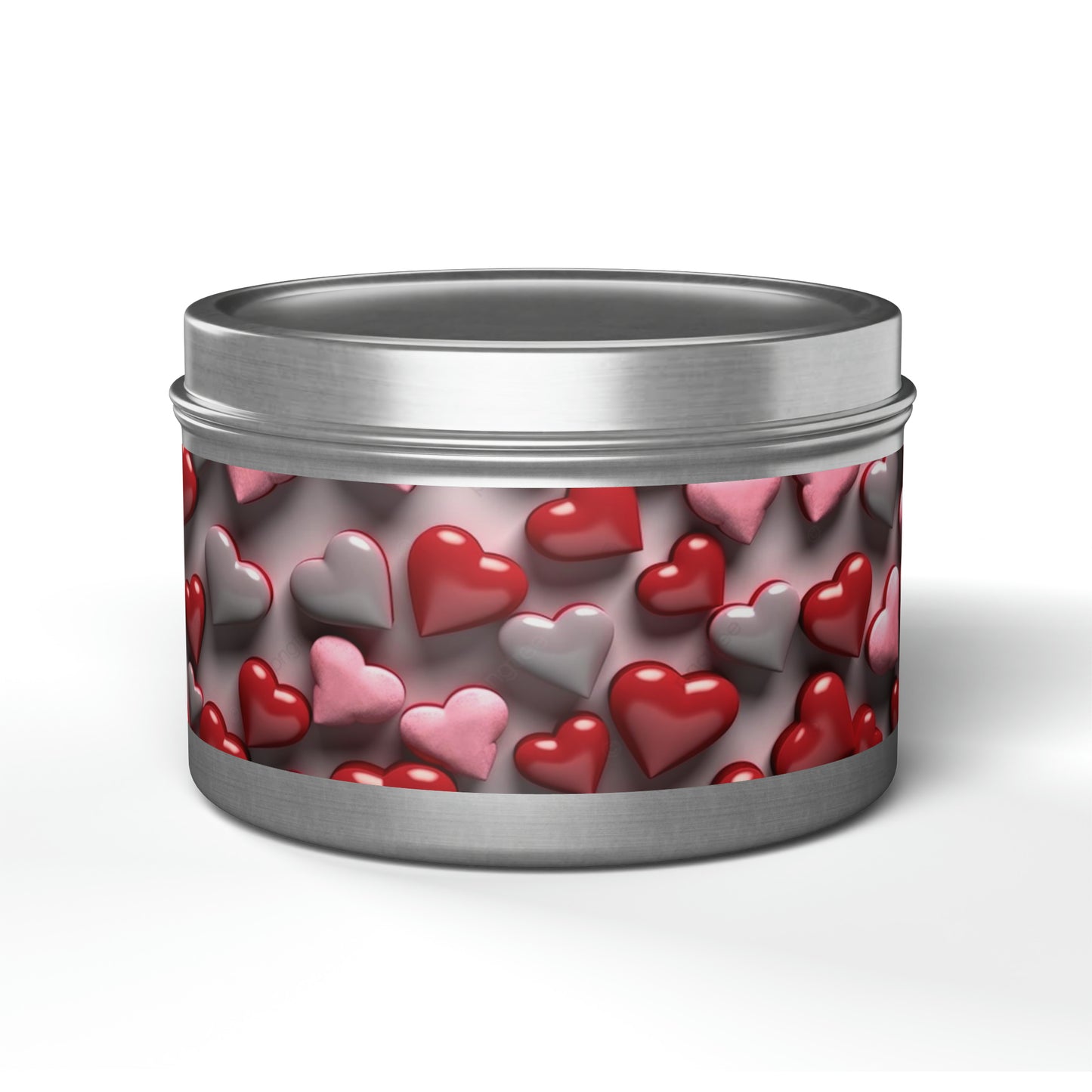 Gift Tin Scented Candle Red Gray Candy Hearts silver-gift-tin-scented-candle-red-gray-candy-hearts-8oz-front