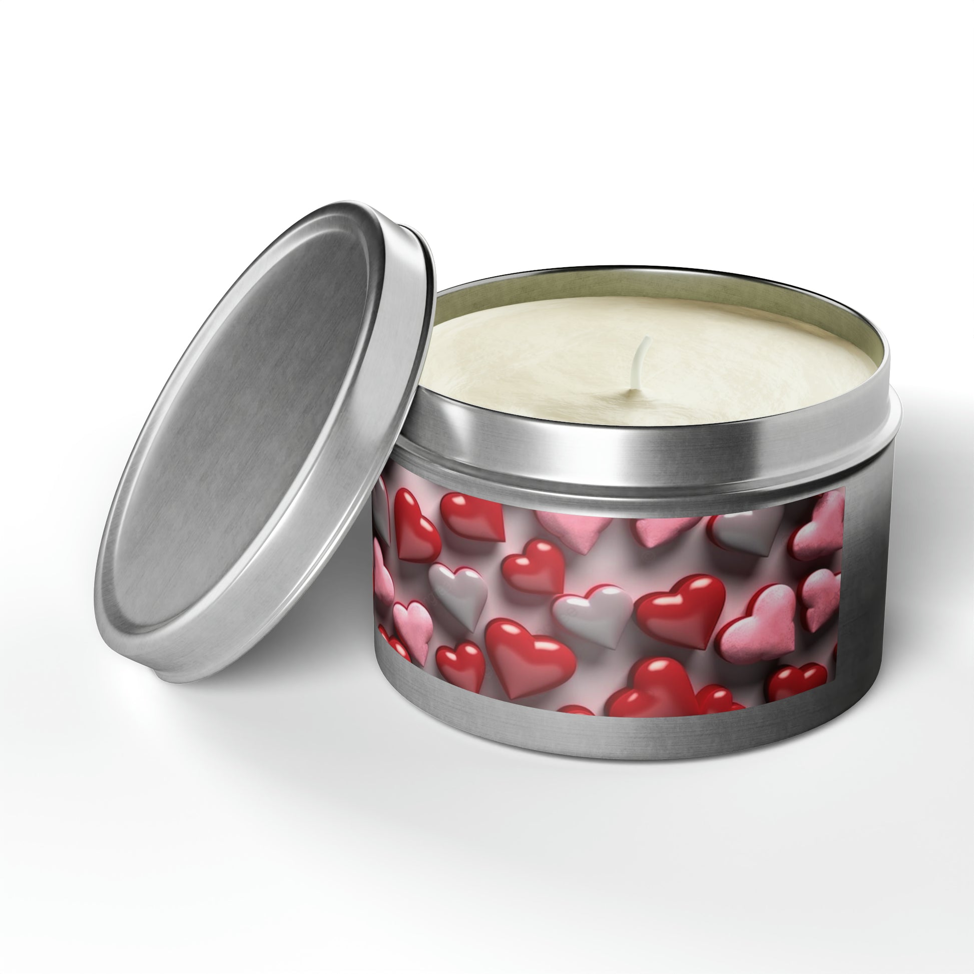 Gift Tin Scented Candle Red Gray Candy Hearts 8oz Silver silver-gift-tin-scented-candle-red-gray-candy-hearts-8oz-lifestyle