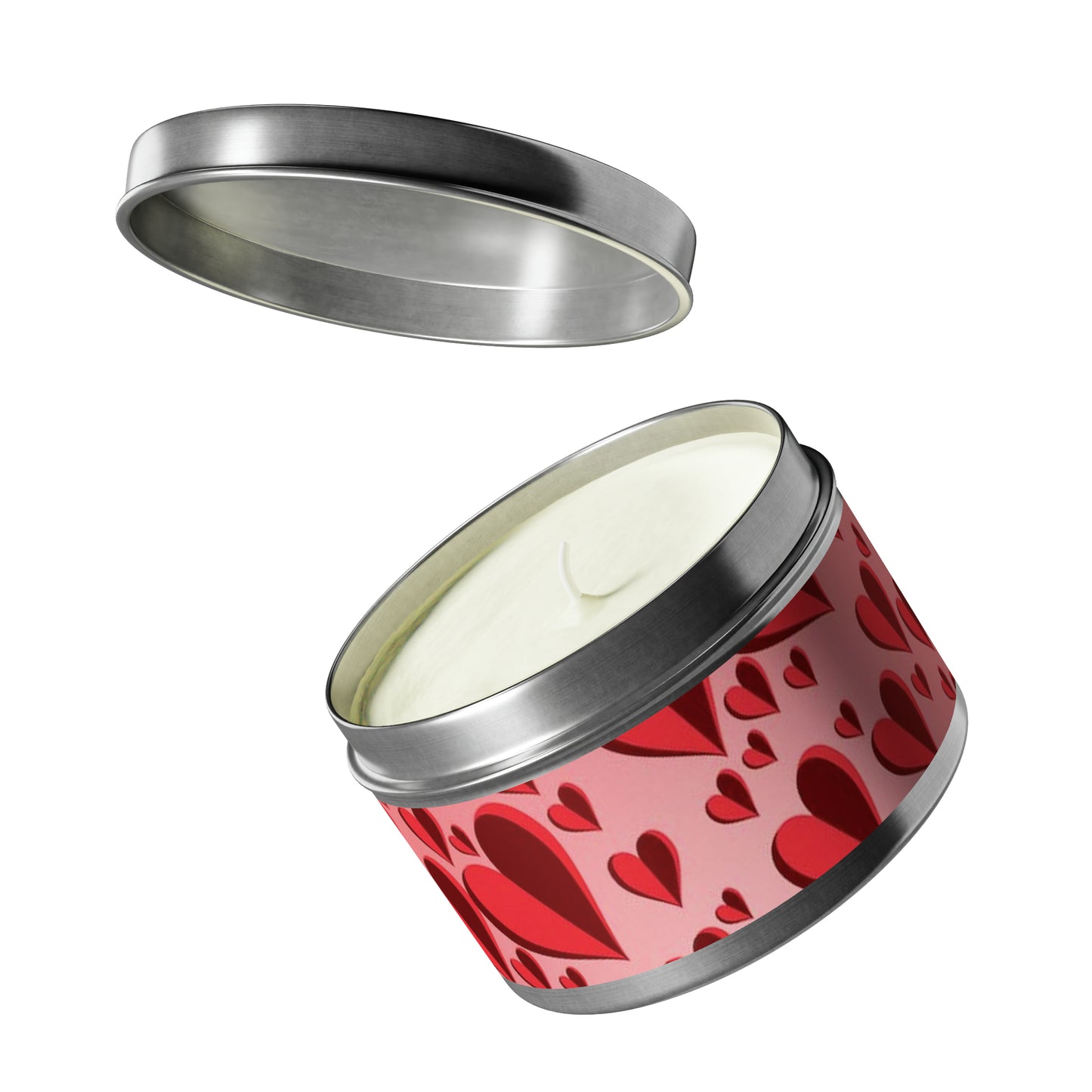 Gift Tin Scented Candle Red Hearts silver-gift-tin-scented-candle-red-hearts-valentines-day-scented-4oz-lifestyle-2