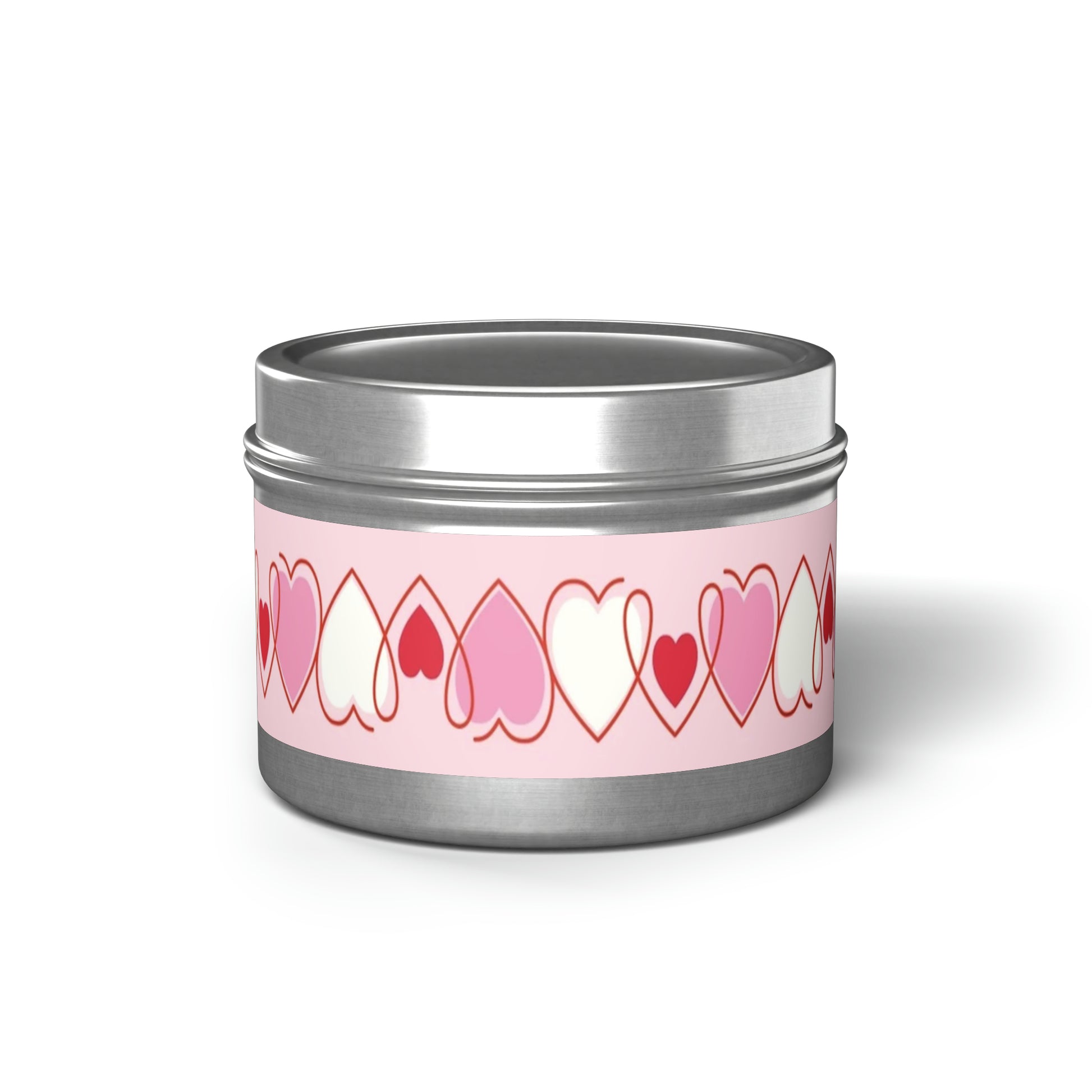 Gift Tin Scented Candles Pink Red Hearts 4oz Silver silver-gift-tin-scented-candles-pink-red-hearts-4oz-front