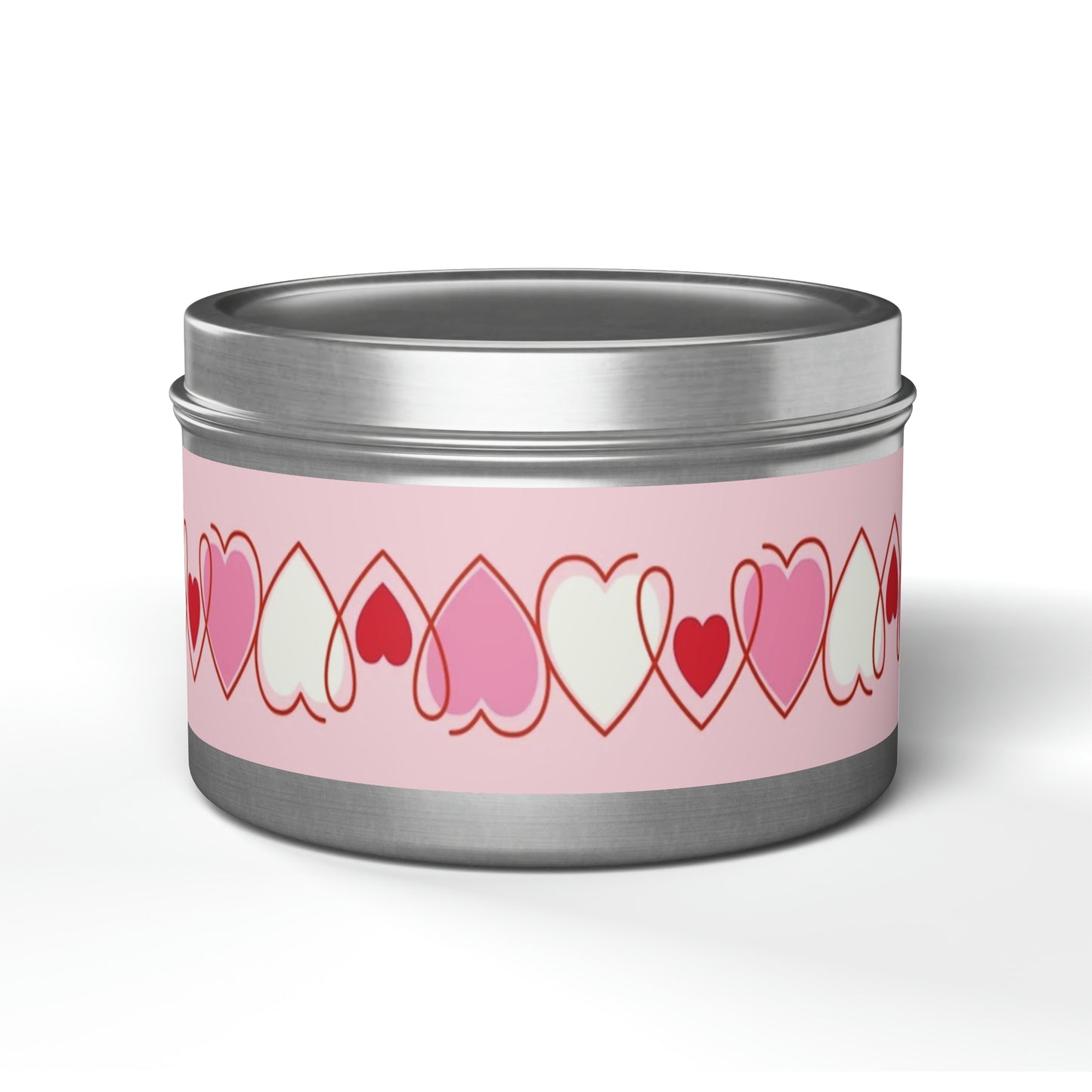 Gift Tin Scented Candles Pink Red Hearts 8oz Silver silver-gift-tin-scented-candles-pink-red-hearts-8oz-front
