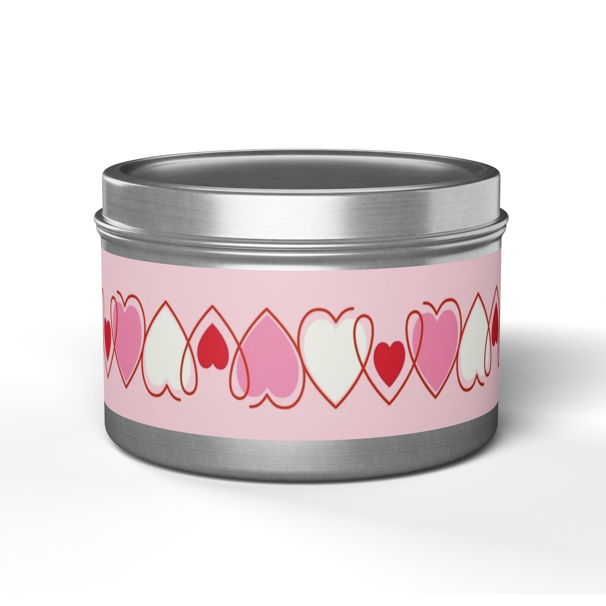 Gift Tin Scented Candles Pink Red Hearts 8oz Silver silver-gift-tin-scented-candles-pink-red-hearts-8oz-front