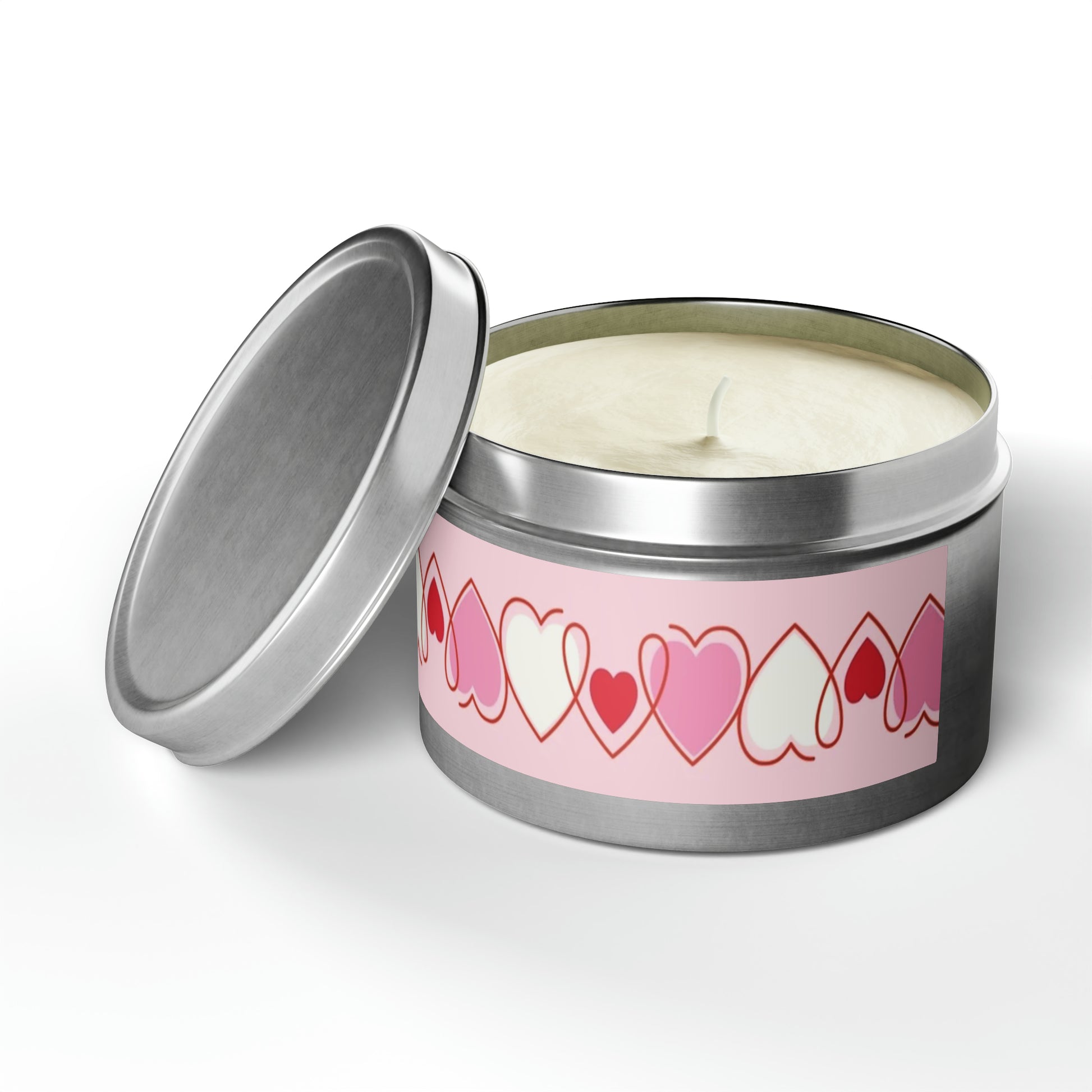 Gift Tin Scented Candles Pink Red Hearts silver-gift-tin-scented-candles-pink-red-hearts-8oz-lifestyle-2