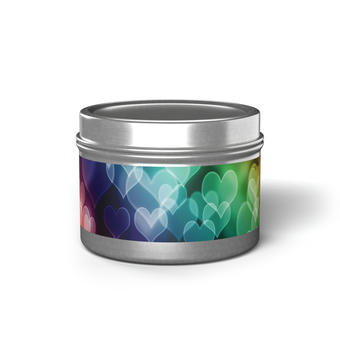 LGBTQ Pride Hearts Gift Scented Tin Candles 4oz Silver silver-lgbtq-pride-hearts-gift-scented-tin-candles-4oz-front